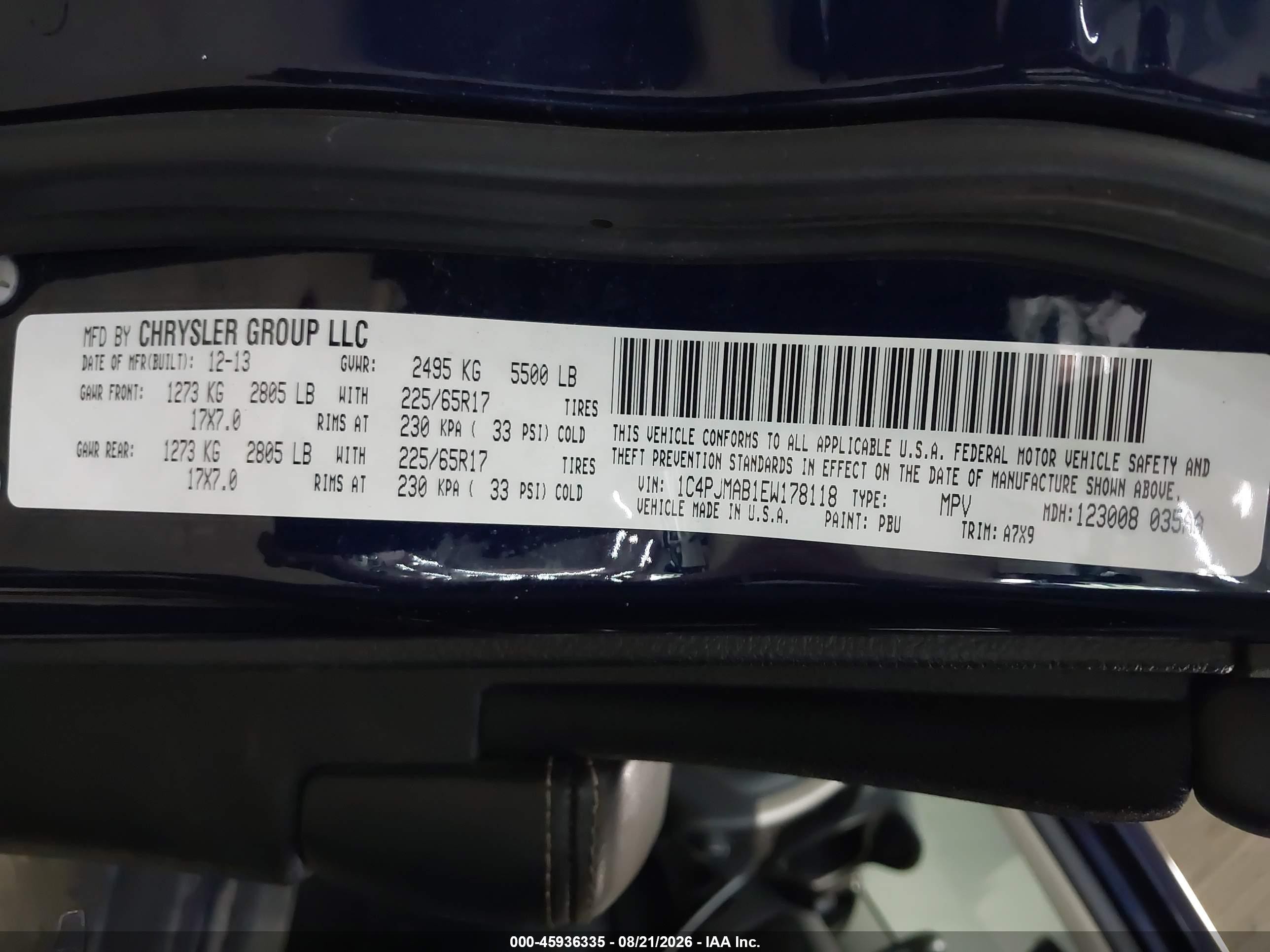 2014 Jeep Cherokee Sport Синий vin: 1C4PJMAB1EW178118