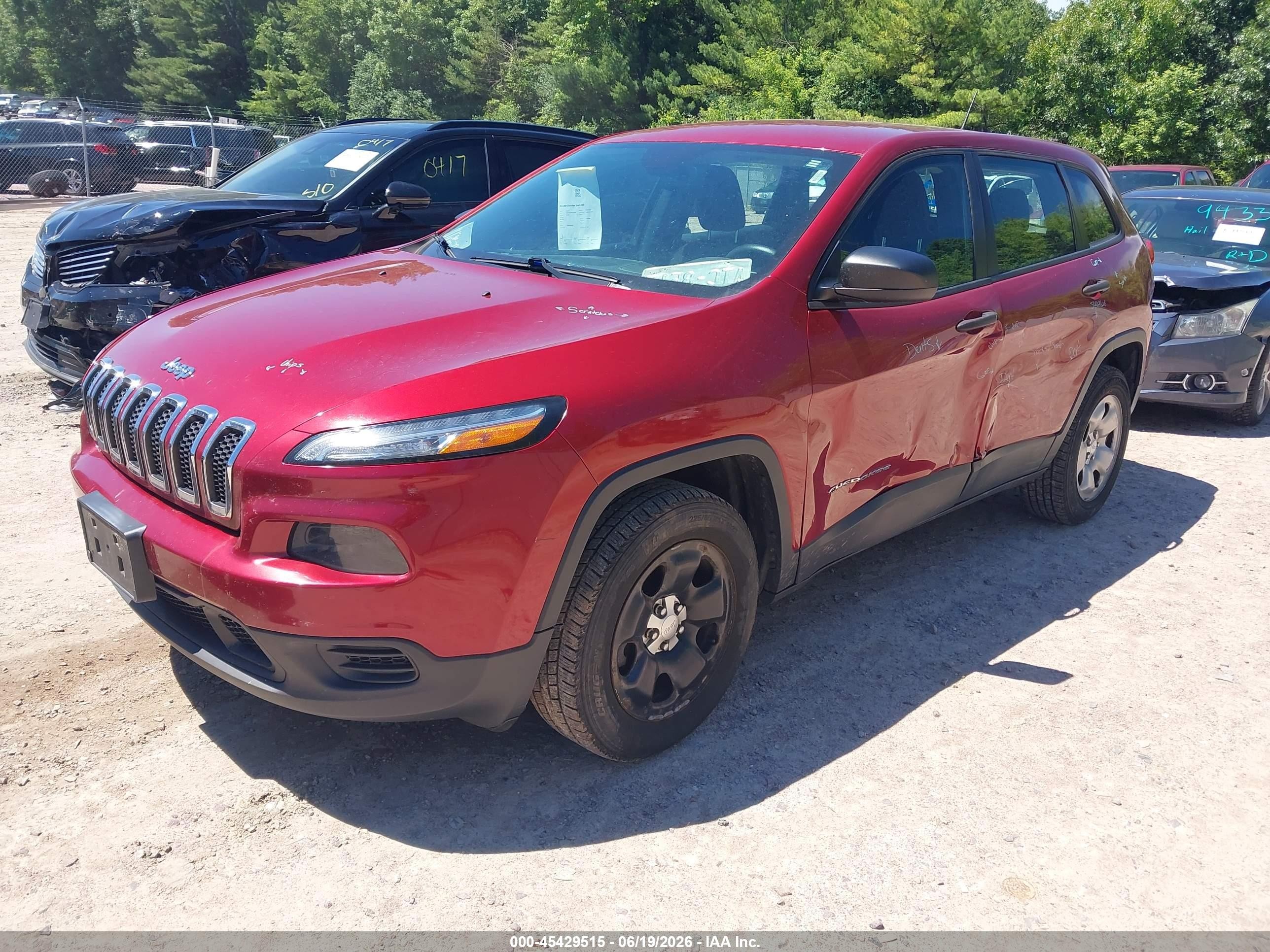 2014 Jeep Cherokee Sport Red vin: 1C4PJMAB1EW233697