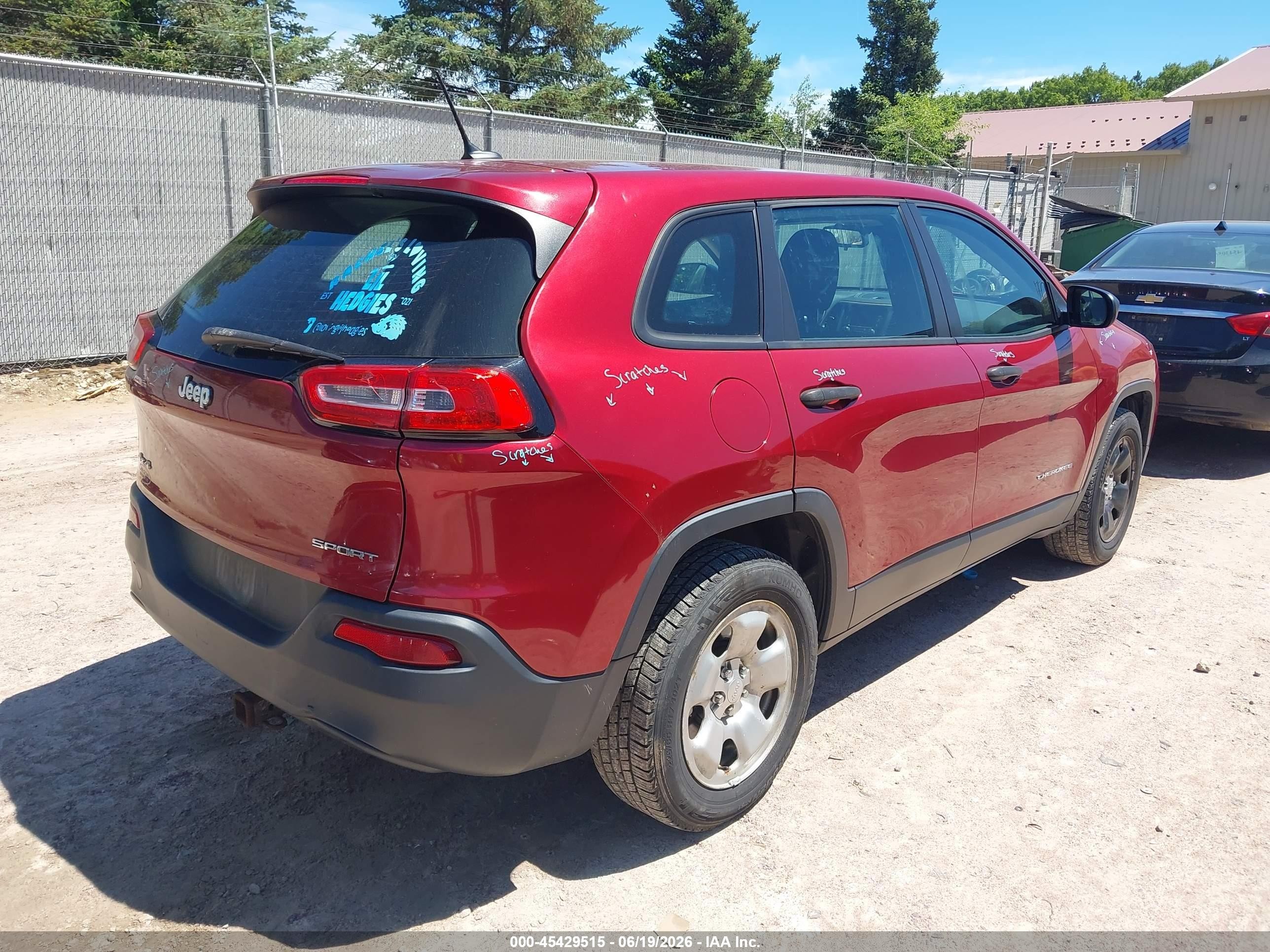2014 Jeep Cherokee Sport Red vin: 1C4PJMAB1EW233697