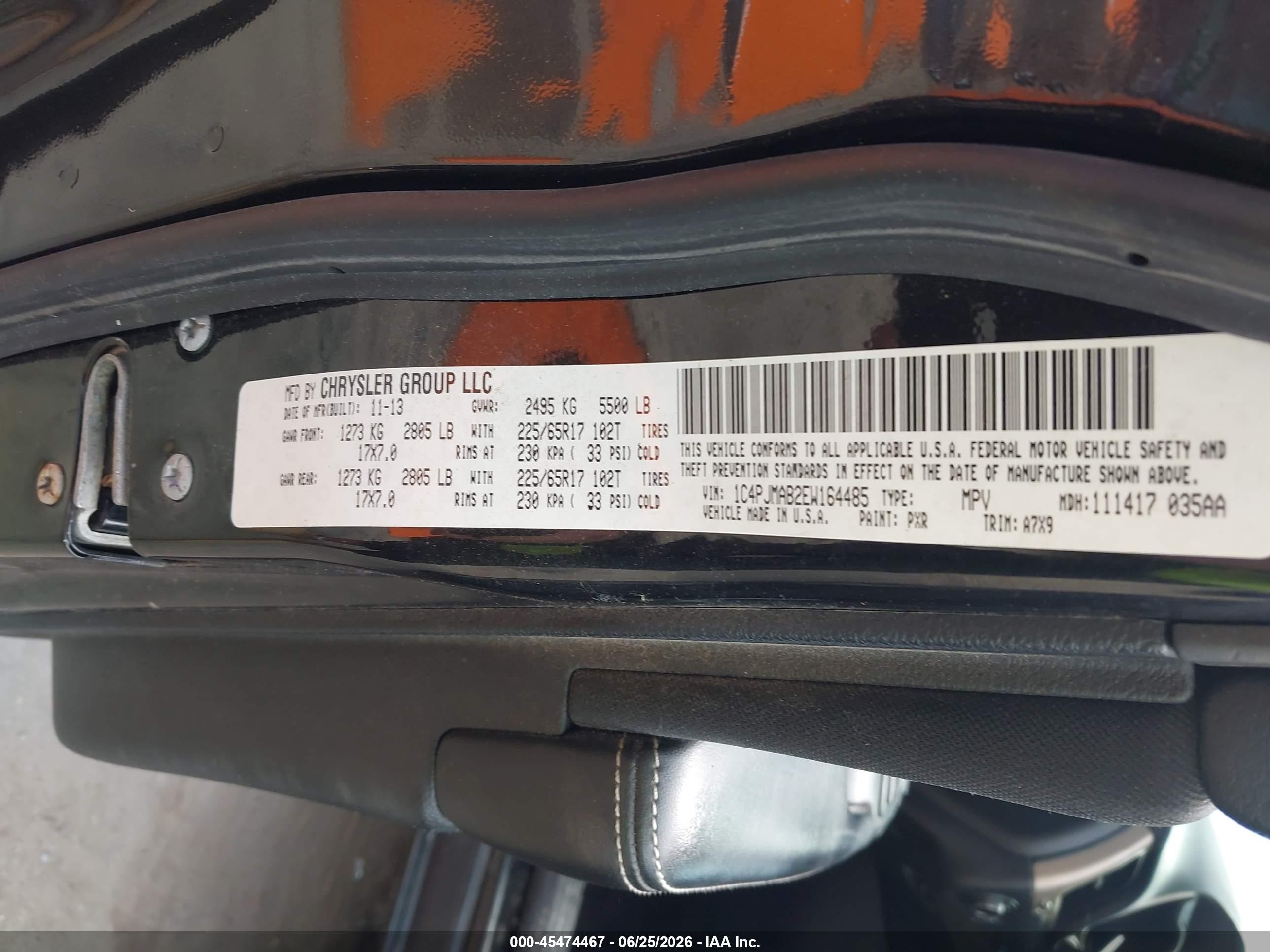 2014 Jeep Cherokee Sport Черный vin: 1C4PJMAB2EW164485