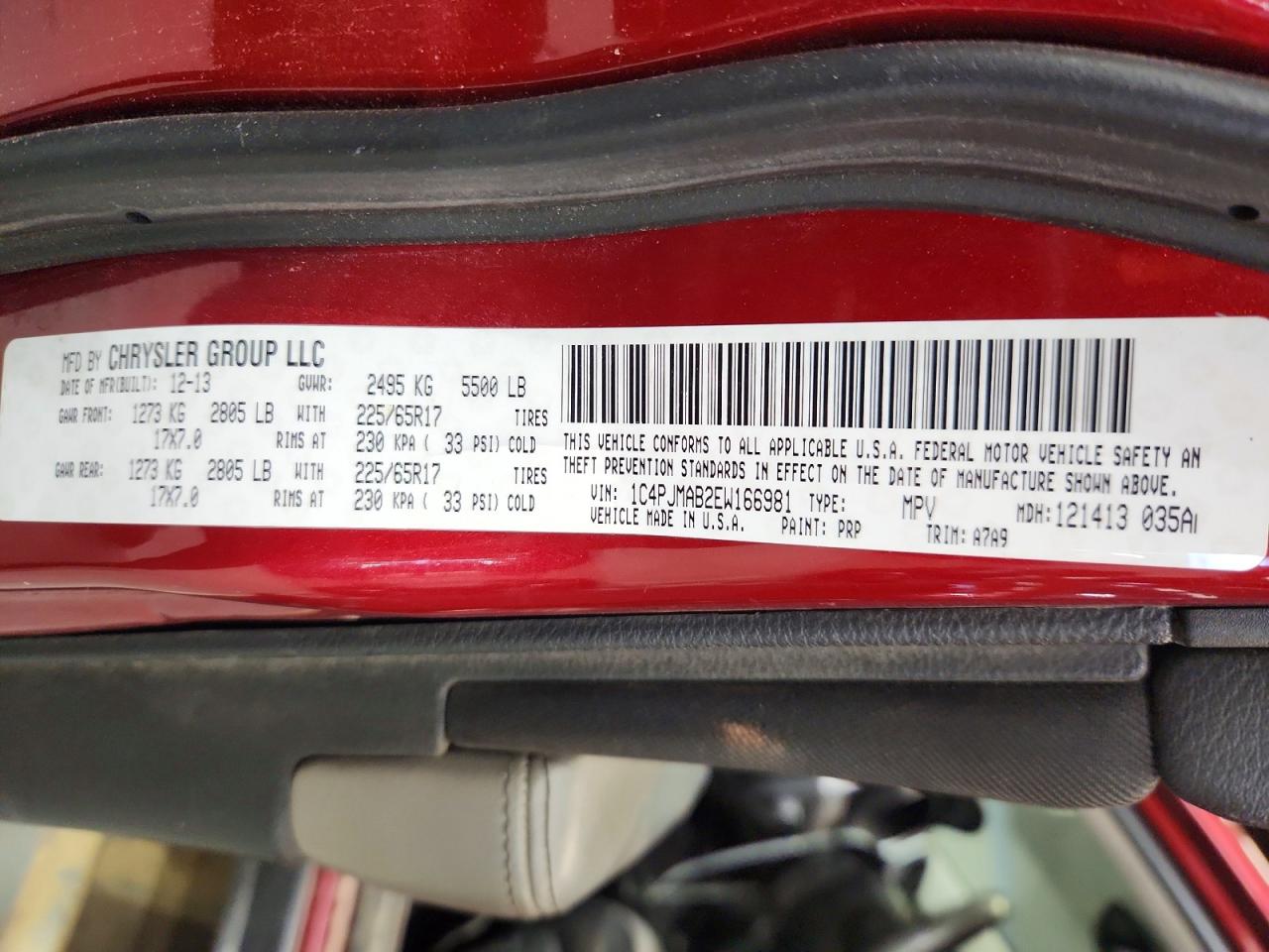 2014 Jeep Cheeroke Burgundy vin: 1C4PJMAB2EW166981