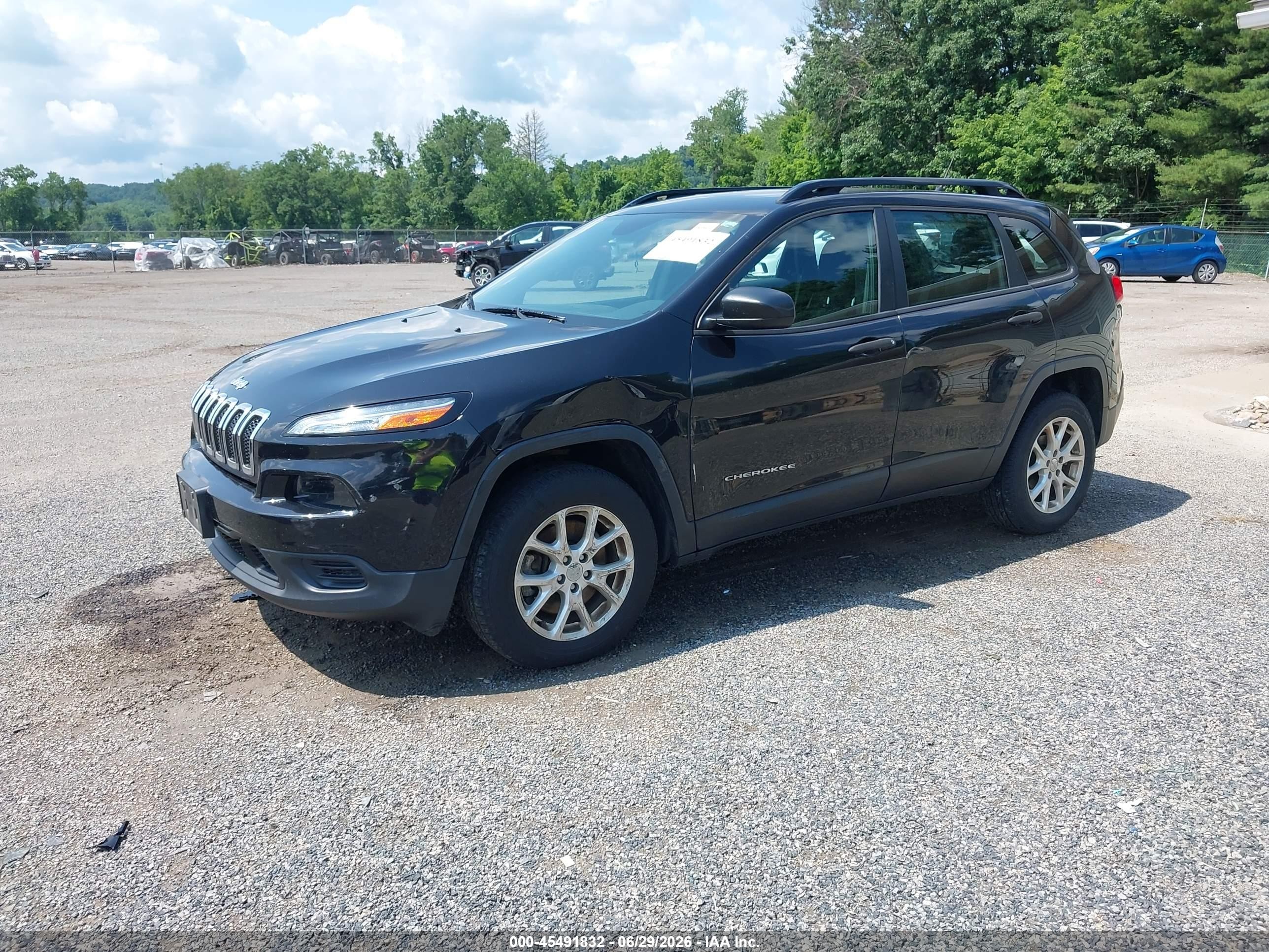 2015 Jeep Cherokee Sport Black vin: 1C4PJMAB2FW652417