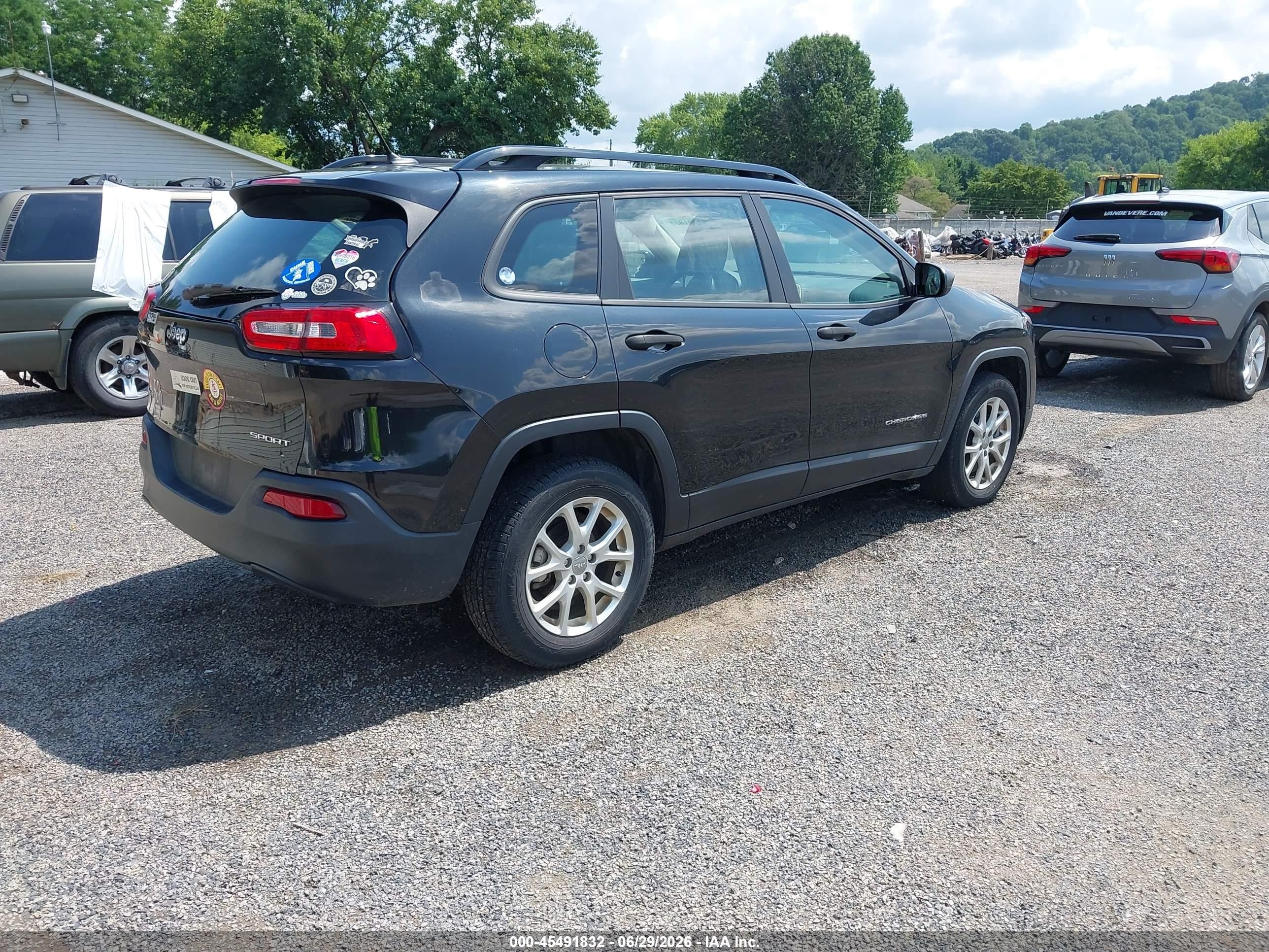 2015 Jeep Cherokee Sport Black vin: 1C4PJMAB2FW652417