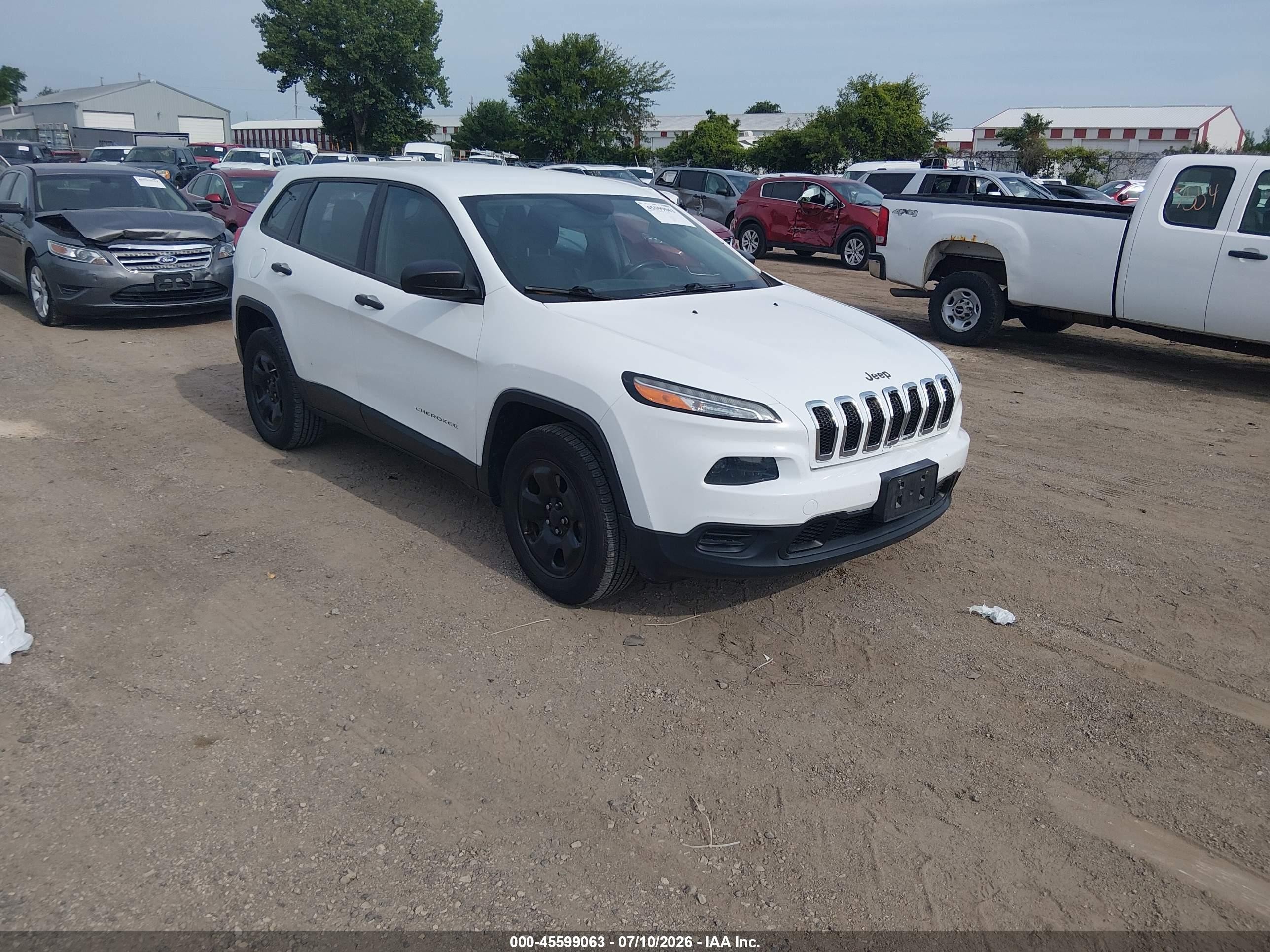 2014 Jeep Cherokee Sport White vin: 1C4PJMAB4EW218546