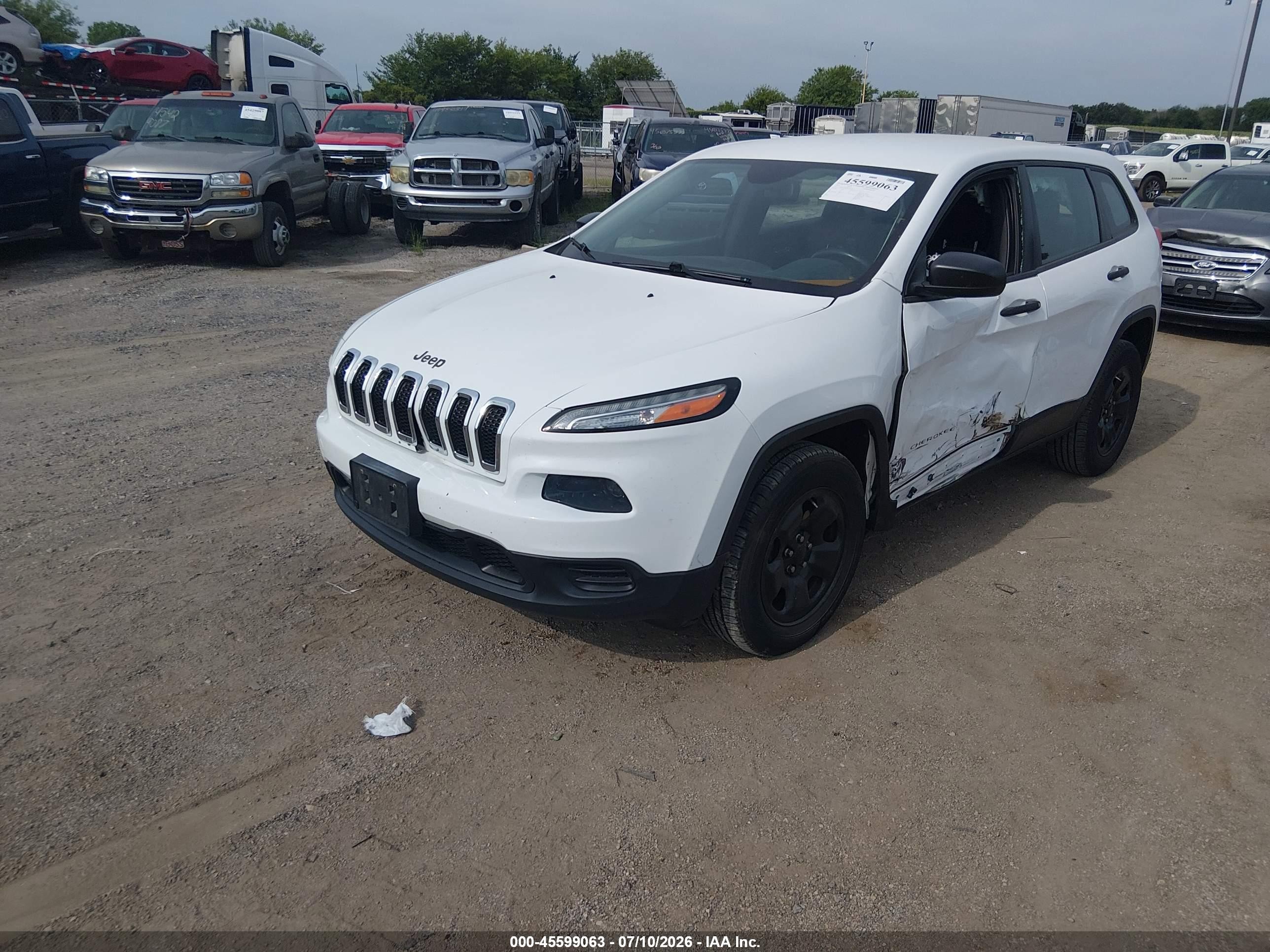 2014 Jeep Cherokee Sport White vin: 1C4PJMAB4EW218546