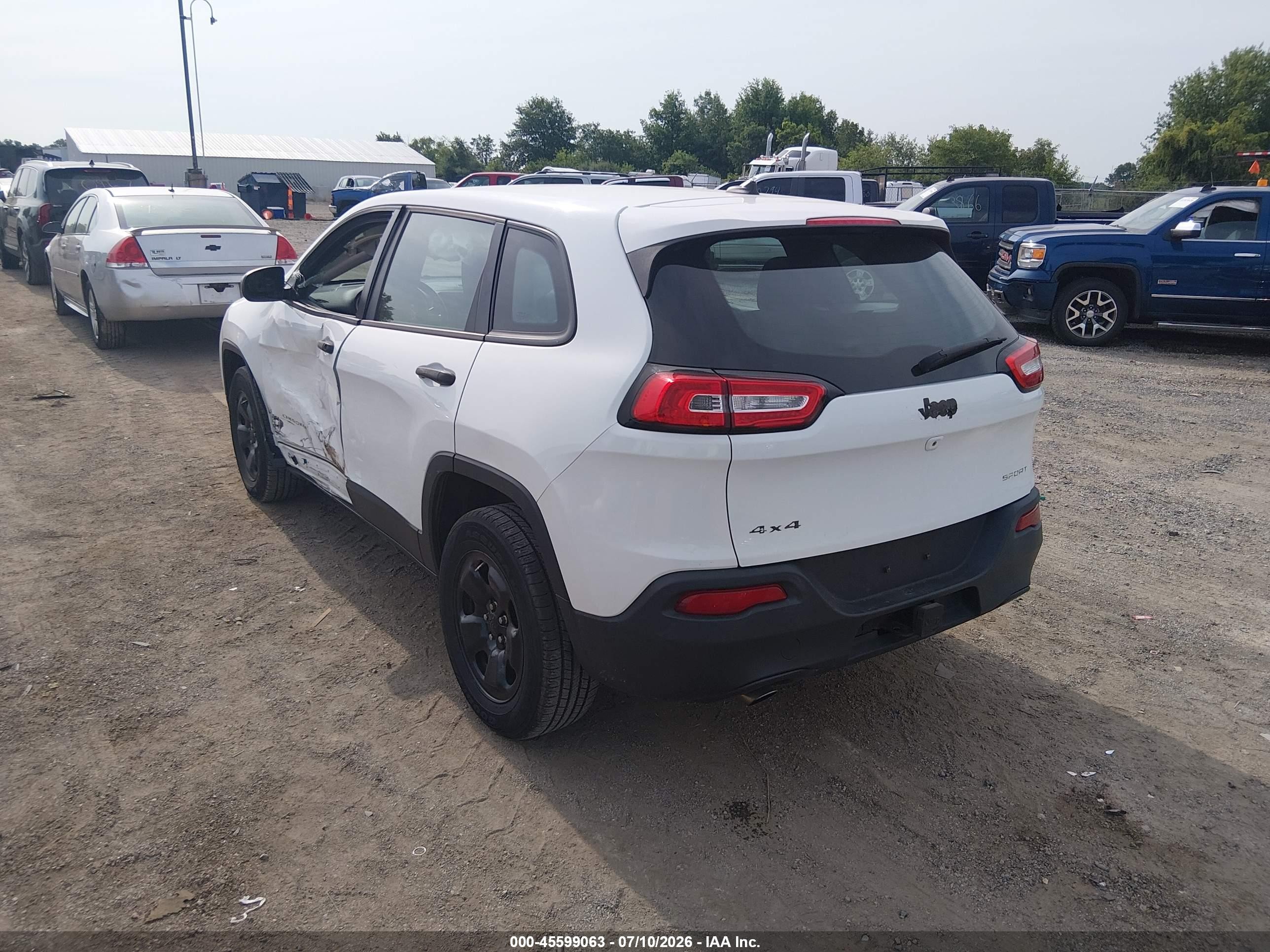 2014 Jeep Cherokee Sport White vin: 1C4PJMAB4EW218546