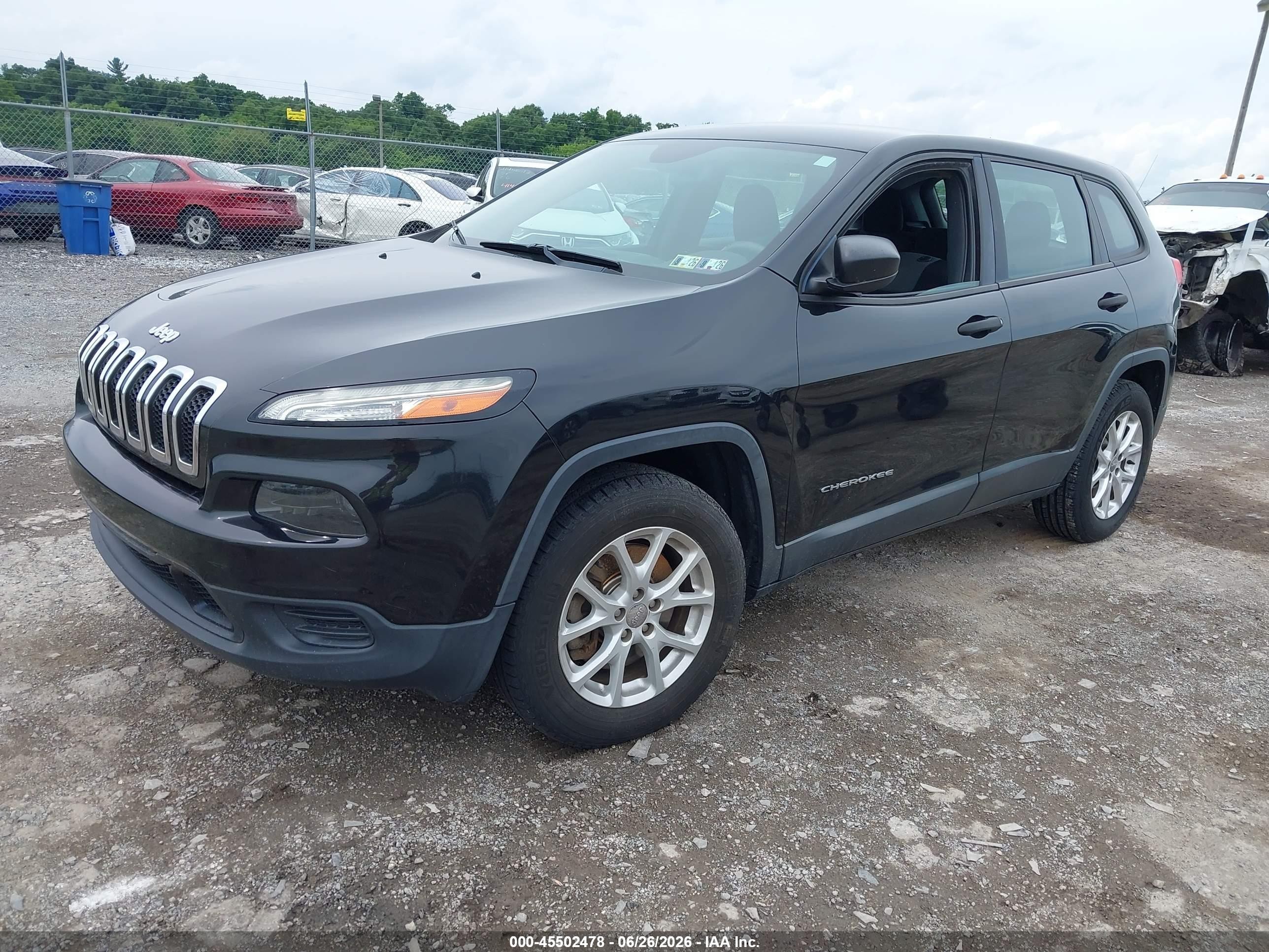2015 Jeep Cherokee Sport Black vin: 1C4PJMAB4FW528066