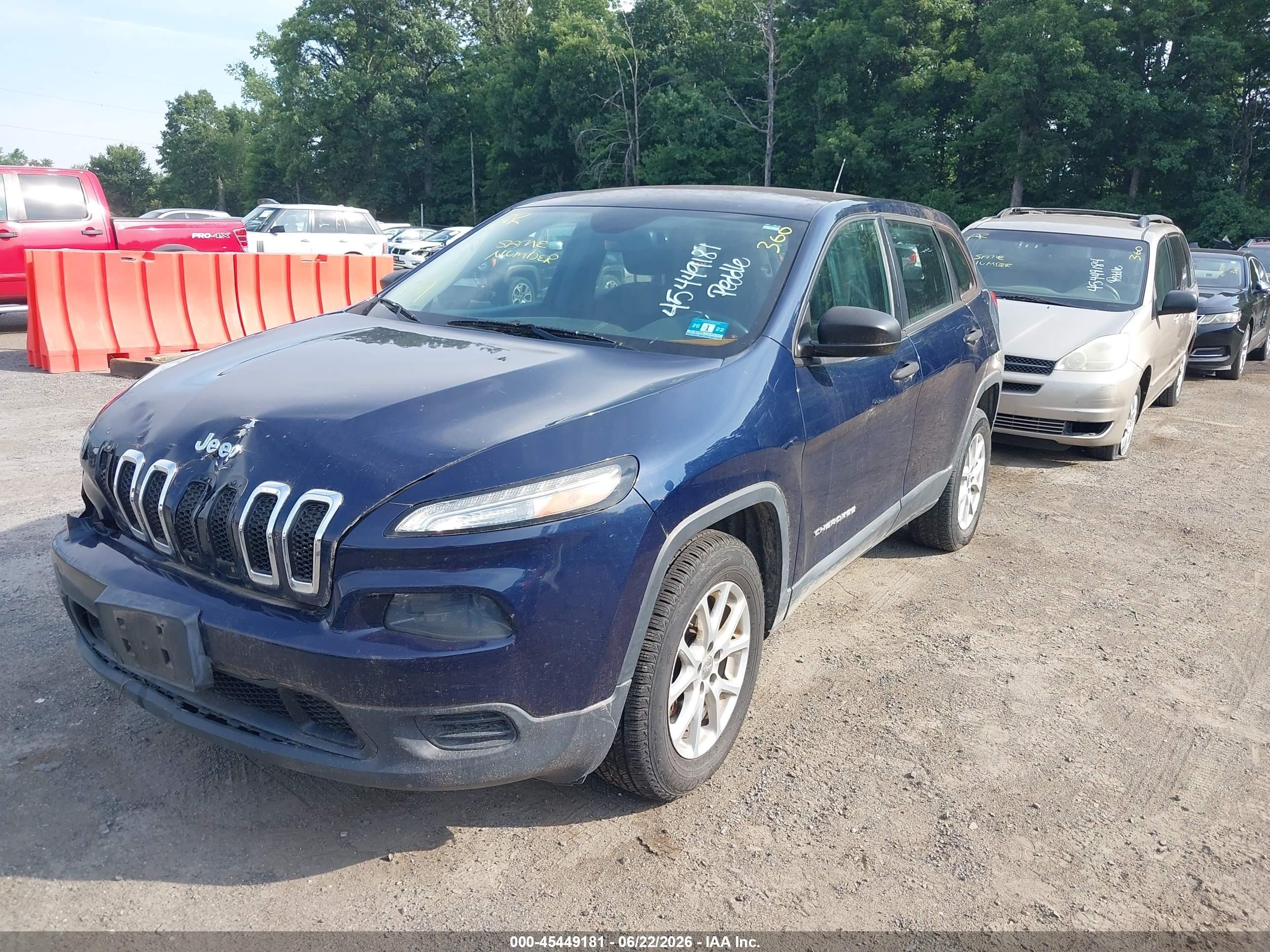 2015 Jeep Cherokee Sport Blue vin: 1C4PJMAB4FW577624