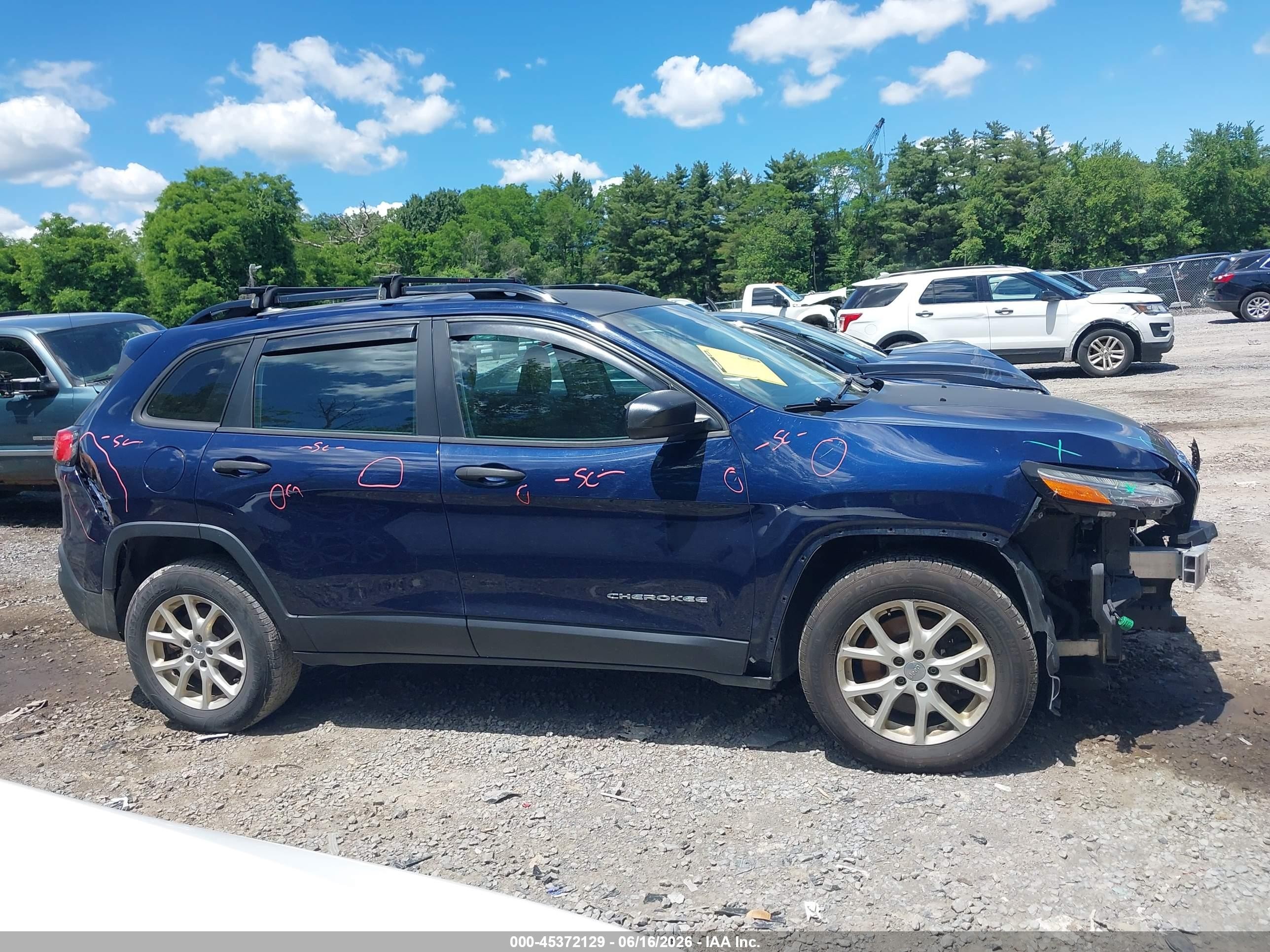 2015 Jeep Cherokee Sport Синий vin: 1C4PJMAB5FW764807