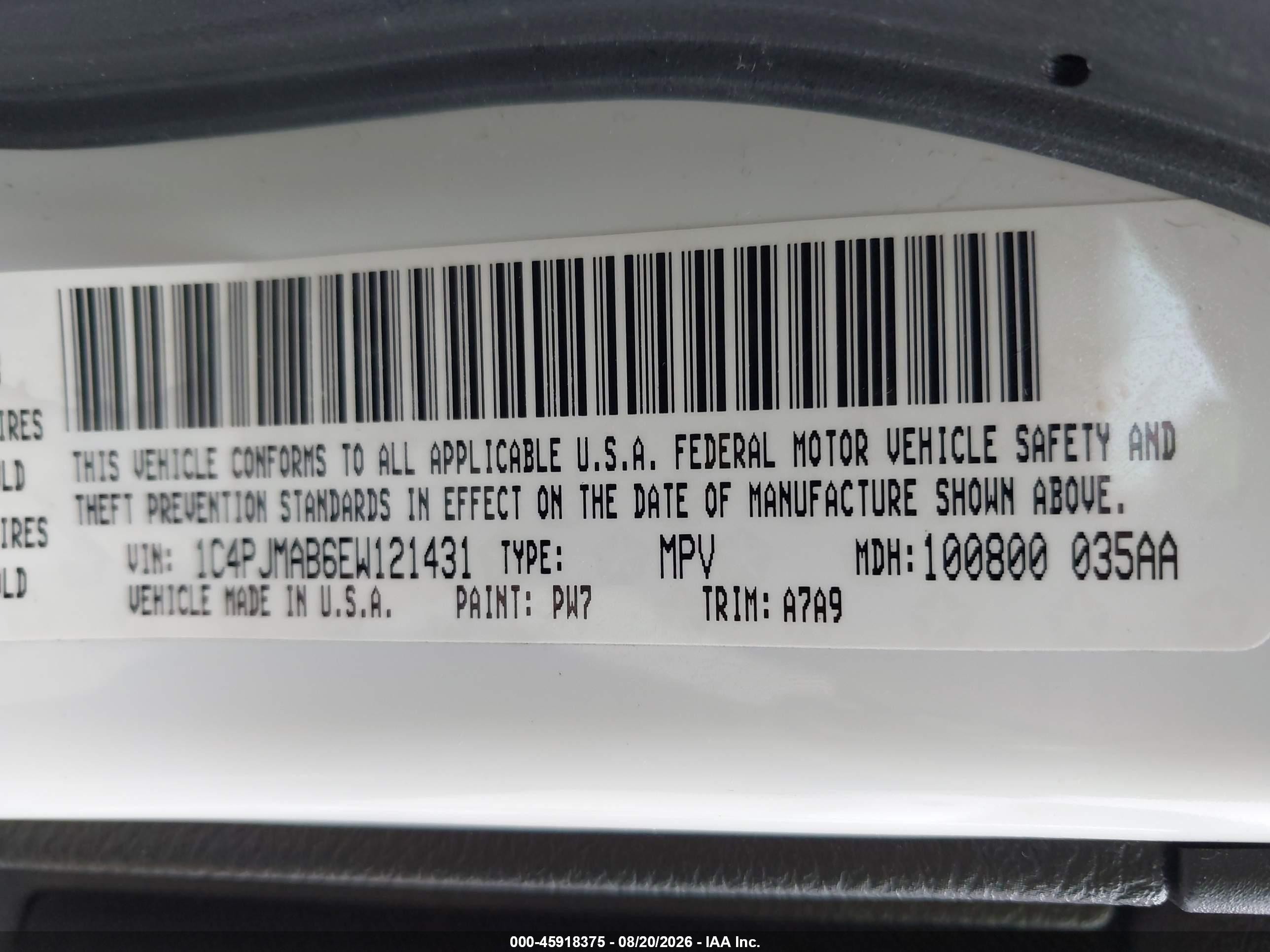 2014 Jeep Cherokee Sport Белый vin: 1C4PJMAB6EW121431