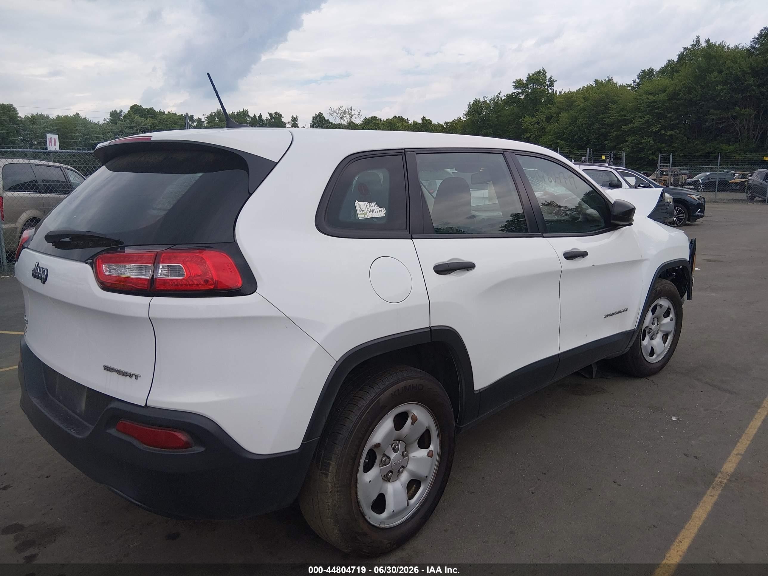 2014 Jeep Cherokee Sport White vin: 1C4PJMAB6EW260491