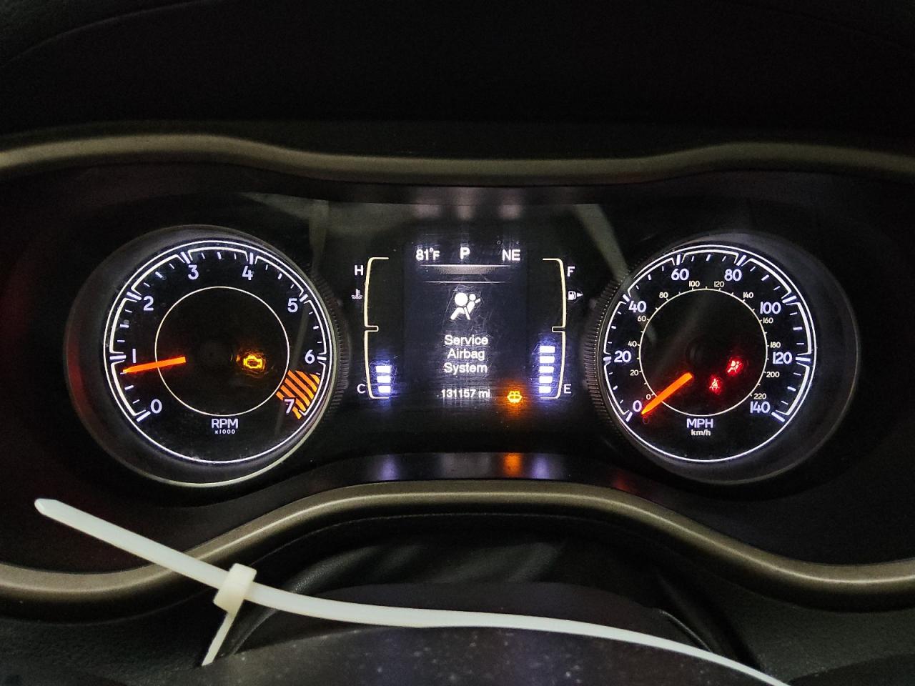 2015 Jeep Cherokee Sport White vin: 1C4PJMAB6FW792082 Damage: Warning Light - Engine, On, Unacceptable