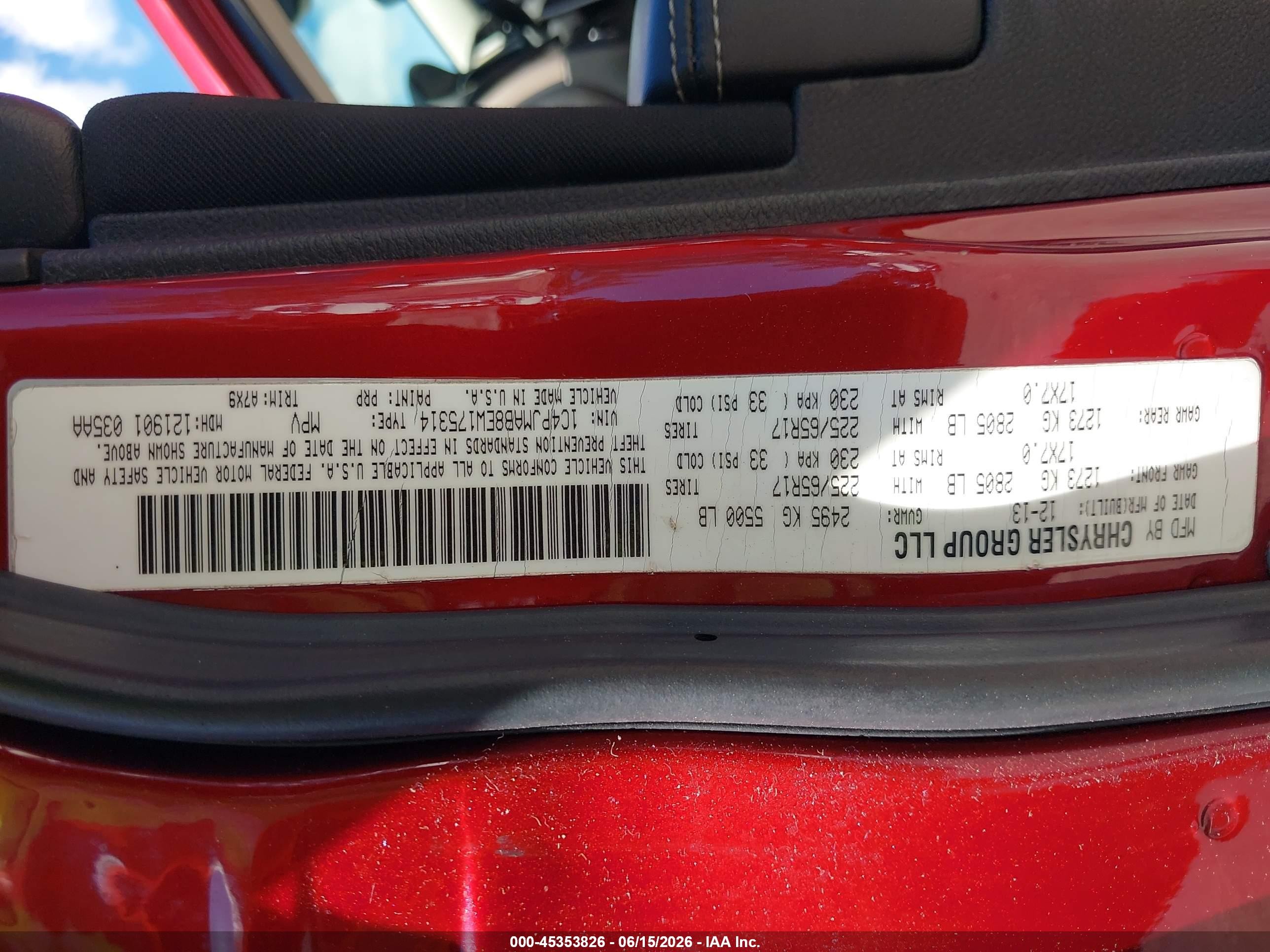 2014 Jeep Cherokee Sport Red vin: 1C4PJMAB8EW175314