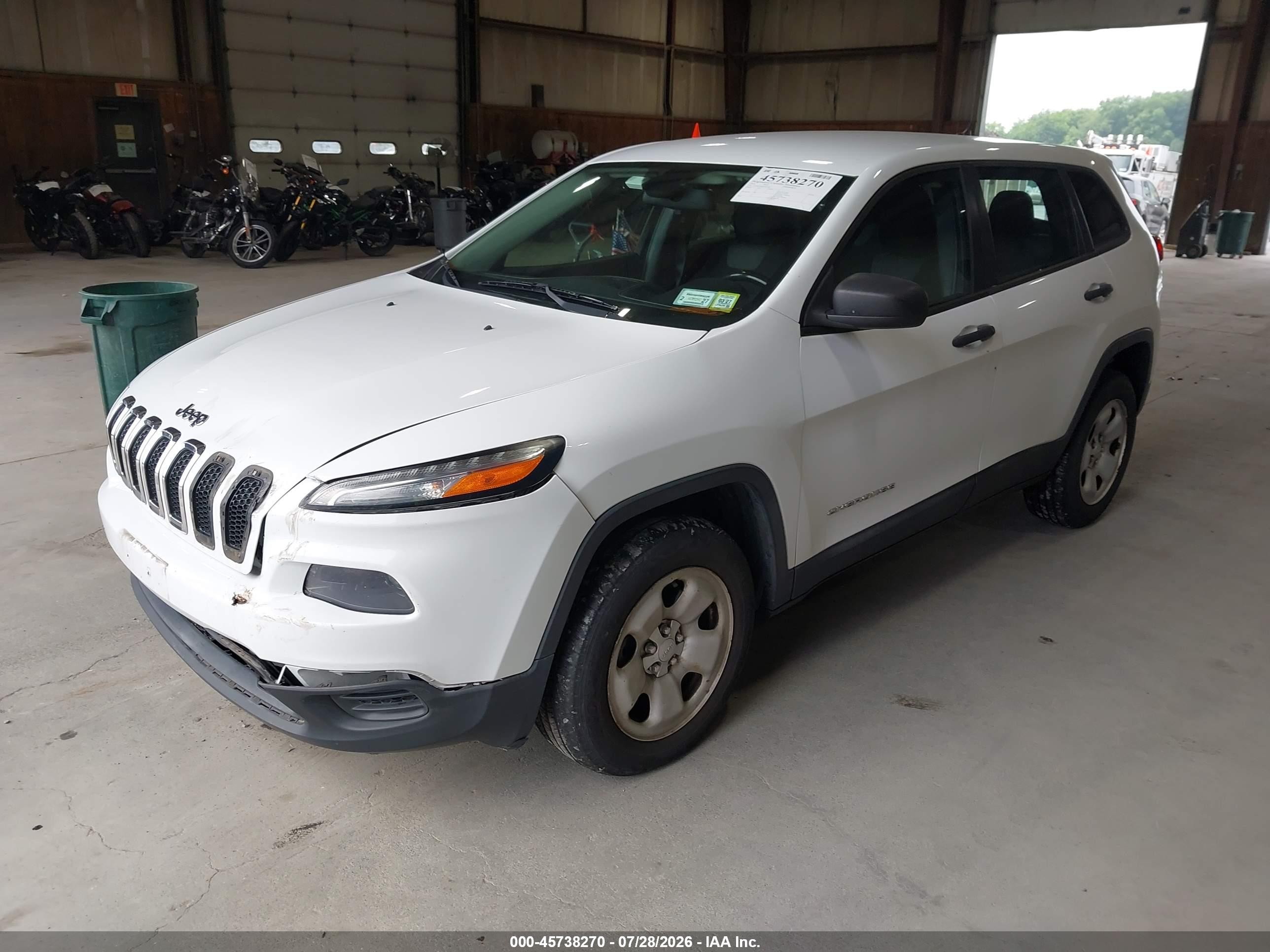 2014 Jeep Cherokee Sport White vin: 1C4PJMAB8EW287000