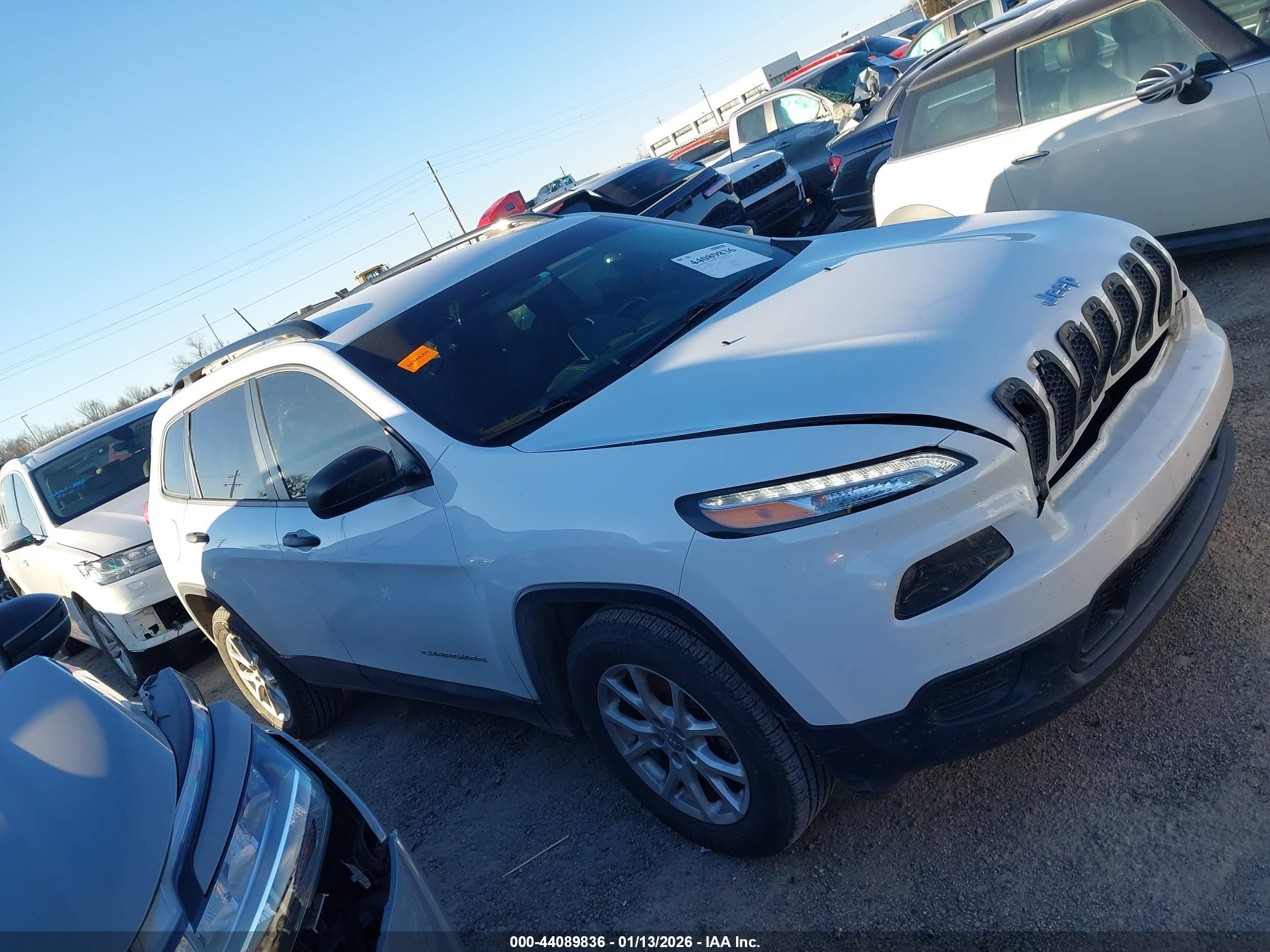 2016 Jeep Cherokee Sport Белый vin: 1C4PJMAB8GW278431