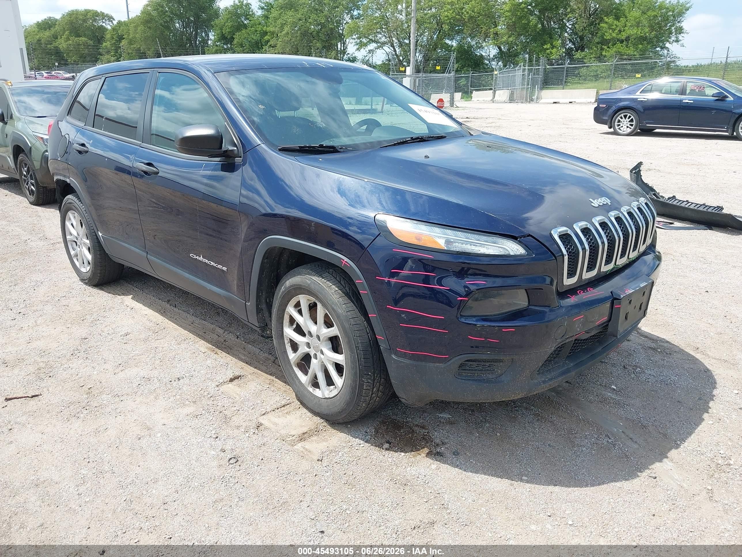 2014 Jeep Cherokee Sport Blue vin: 1C4PJMAB9EW233298