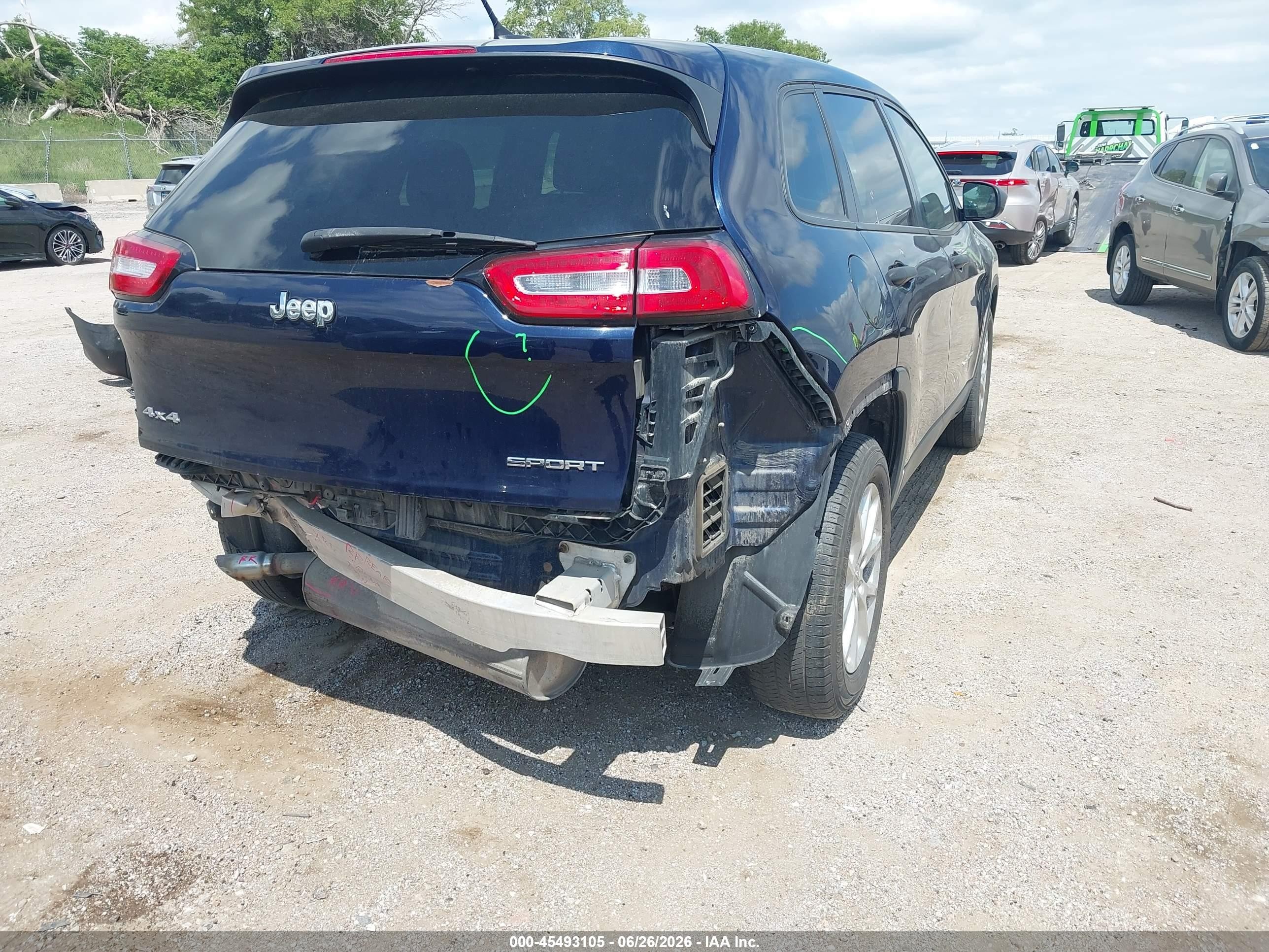 2014 Jeep Cherokee Sport Blue vin: 1C4PJMAB9EW233298