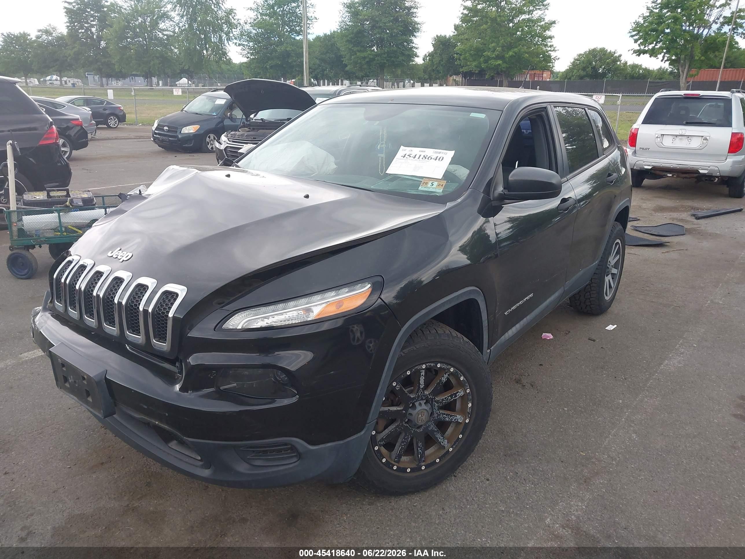 2015 Jeep Cherokee Sport Black vin: 1C4PJMABXFW546782