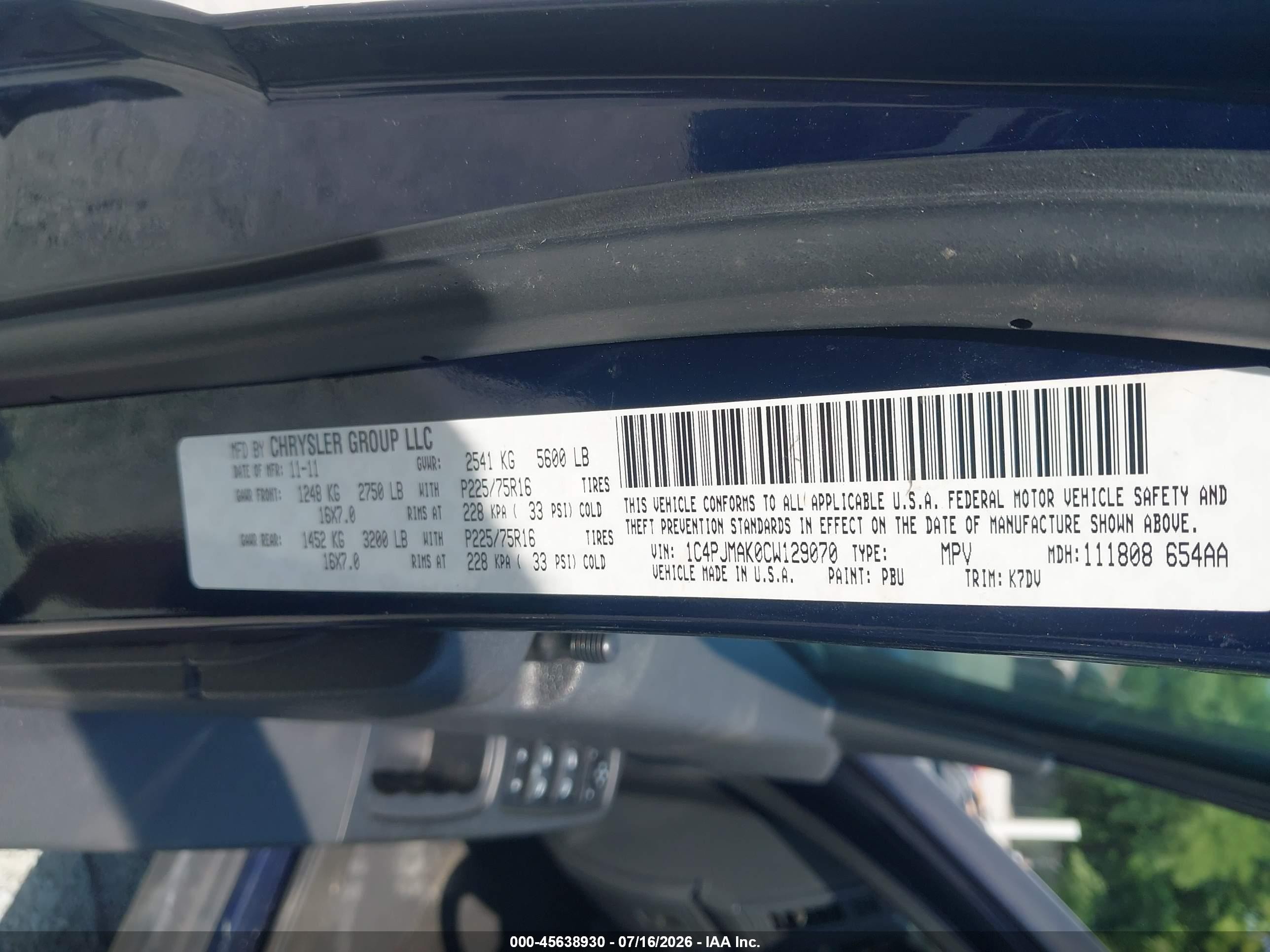 2012 Jeep Liberty Sport Black vin: 1C4PJMAK0CW129070