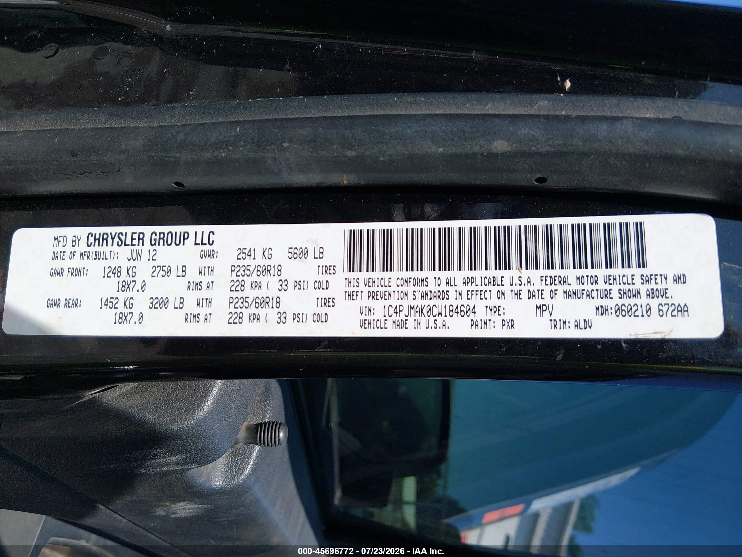 2012 Jeep Liberty Sport Black vin: 1C4PJMAK0CW184604