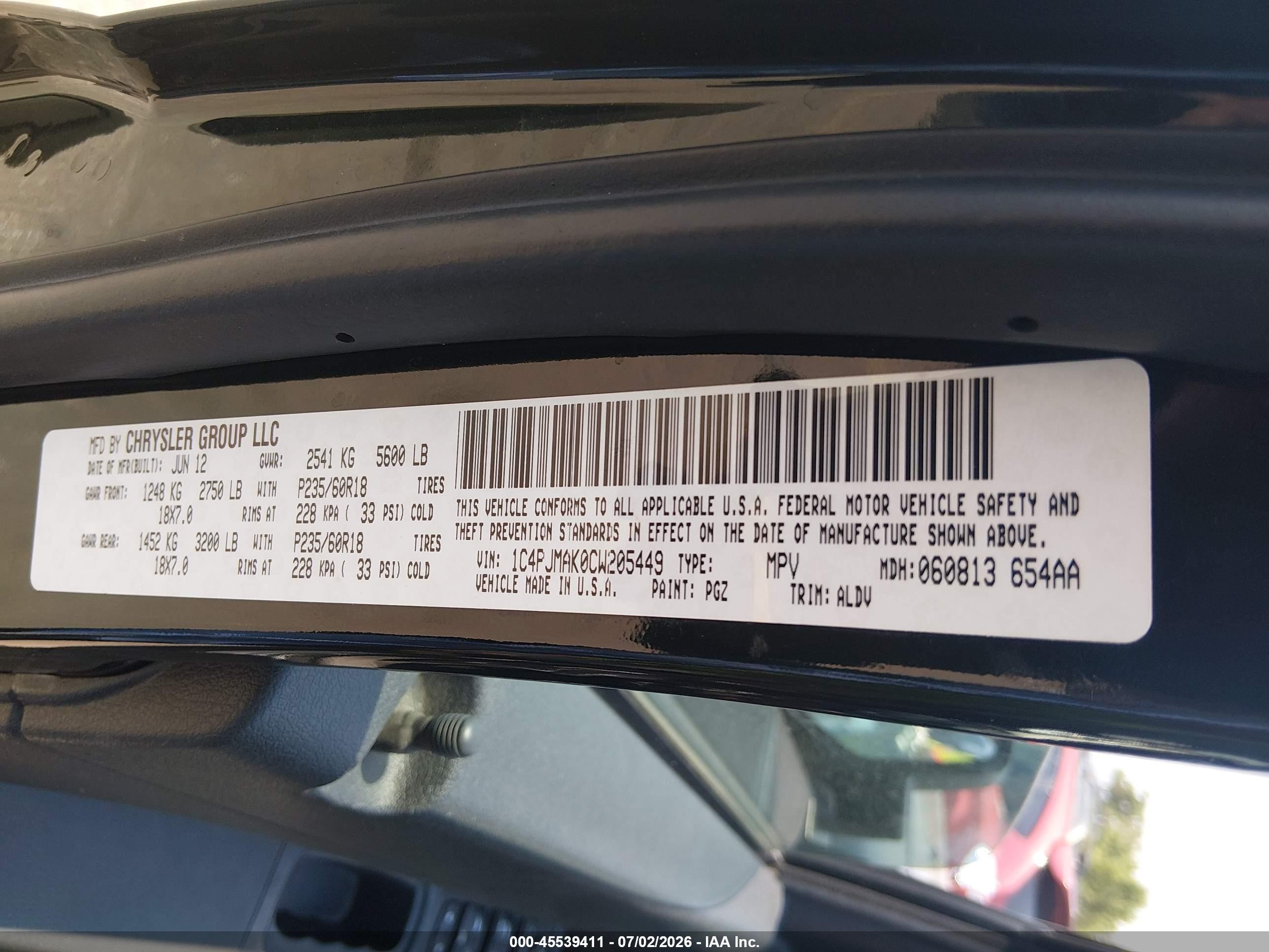 2012 Jeep Liberty Sport Черный vin: 1C4PJMAK0CW205449