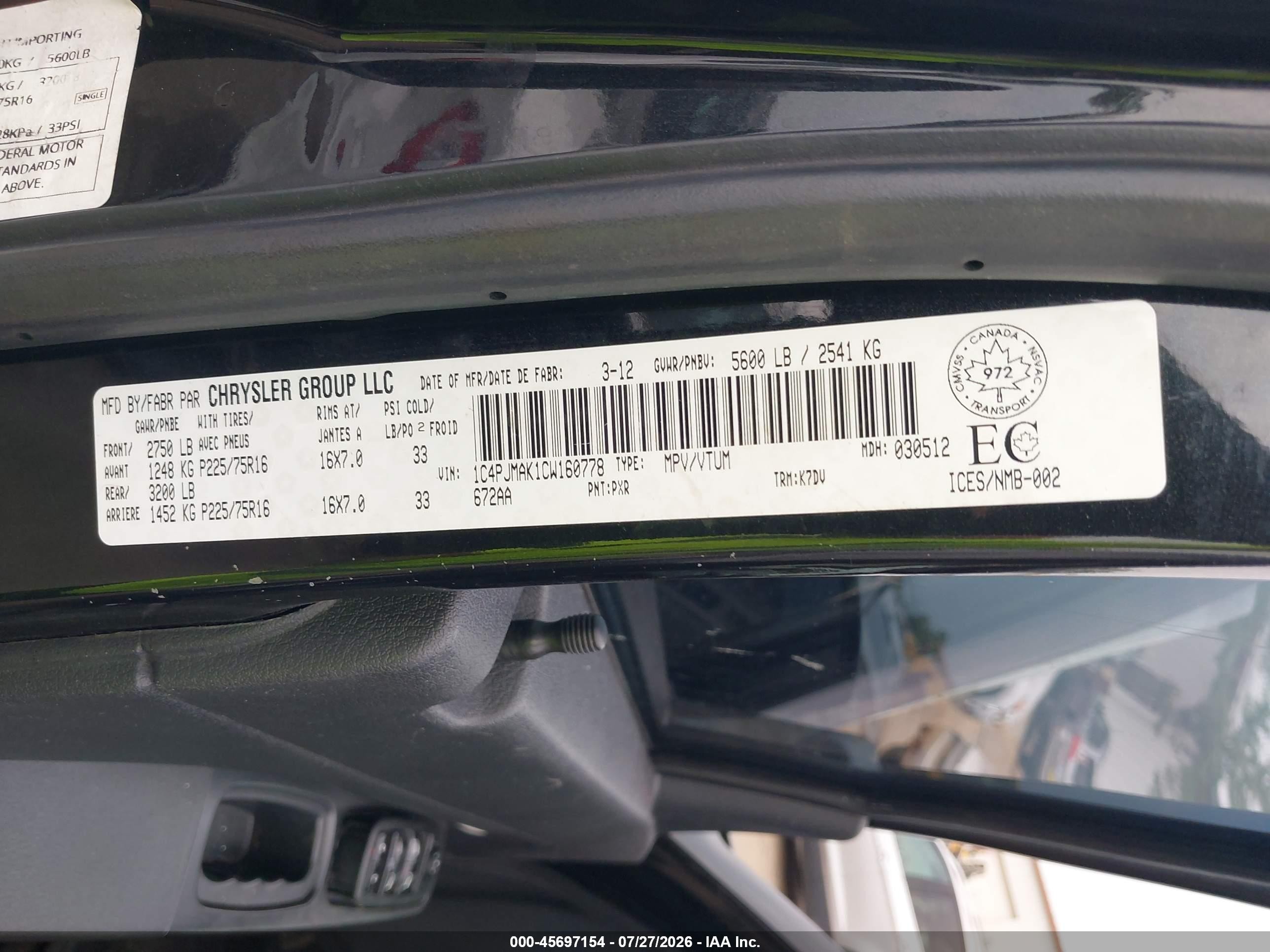 2012 Jeep Liberty Sport Черный vin: 1C4PJMAK1CW160778