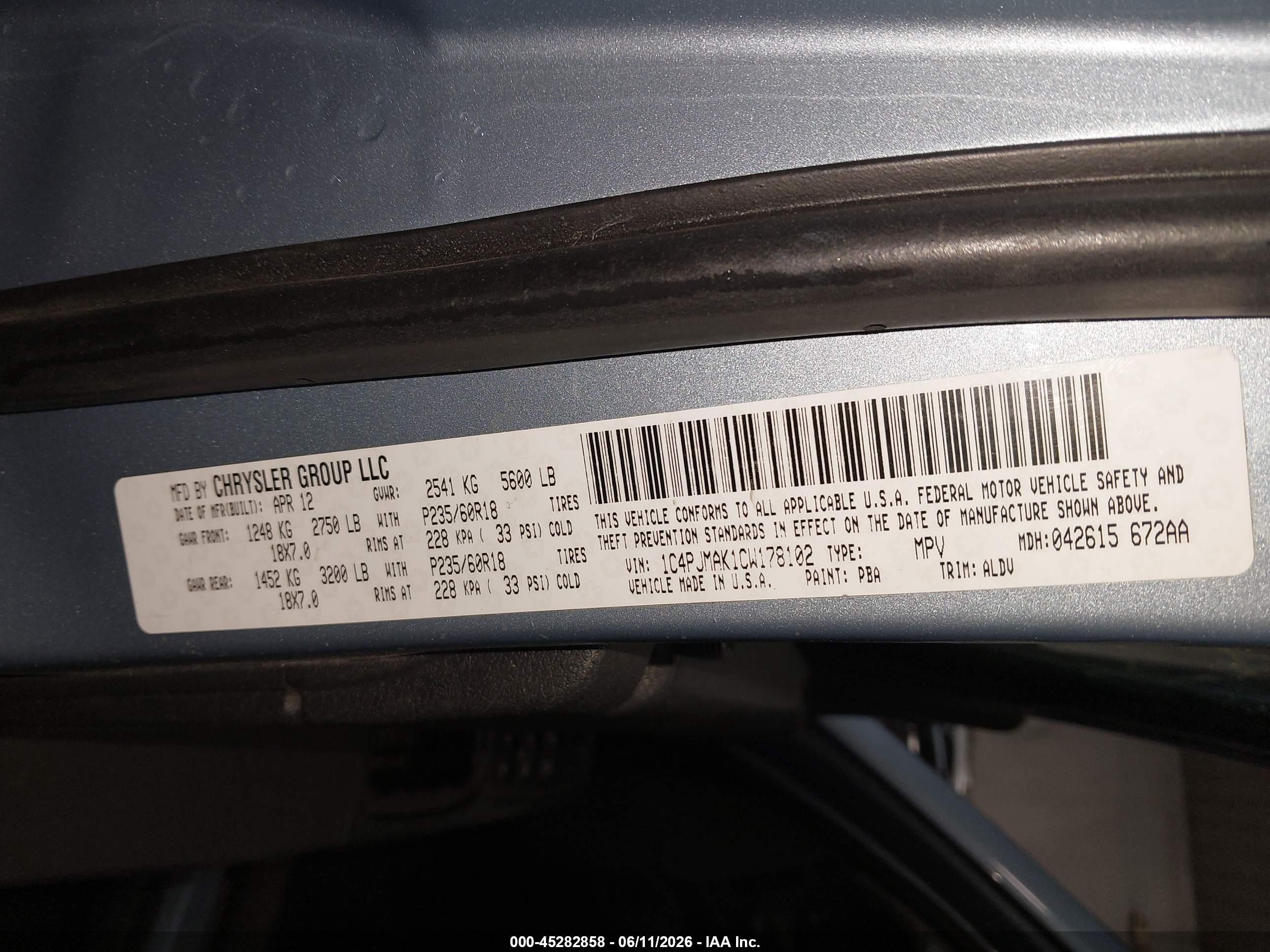 2012 Jeep Liberty Sport Light Blue vin: 1C4PJMAK1CW178102