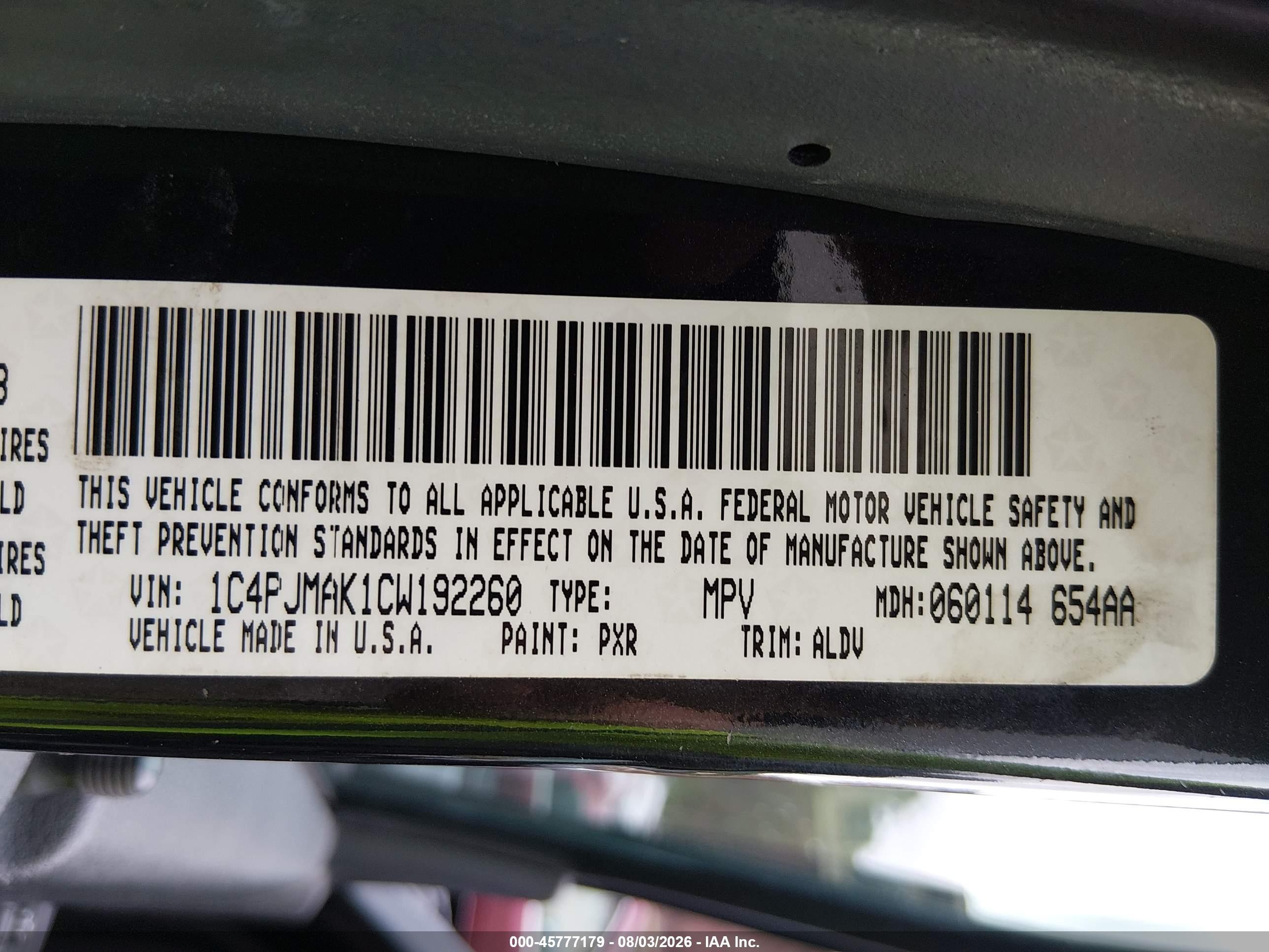 2012 Jeep Liberty Sport Черный vin: 1C4PJMAK1CW192260
