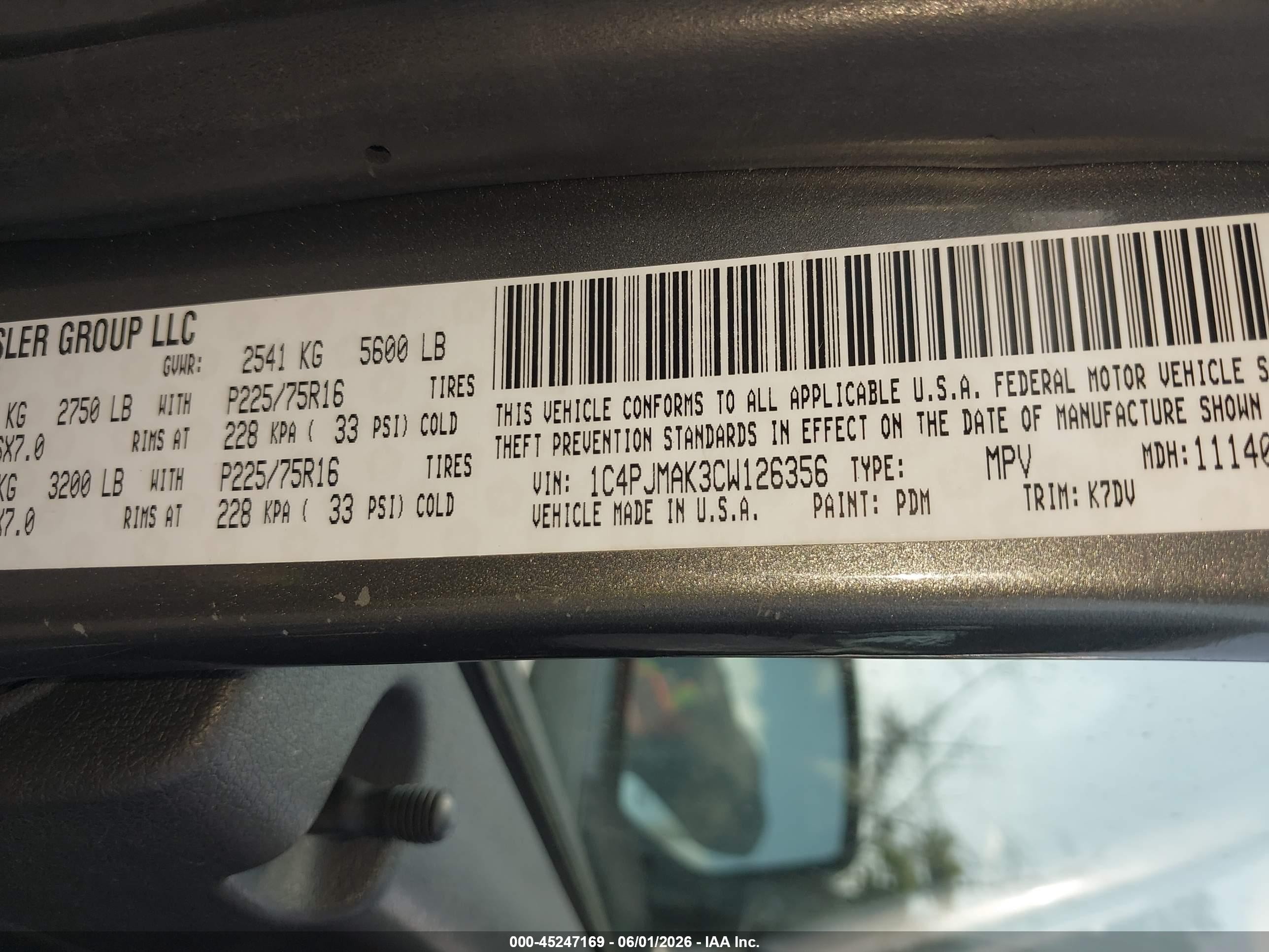 2012 Jeep Liberty Sport Gray vin: 1C4PJMAK3CW126356