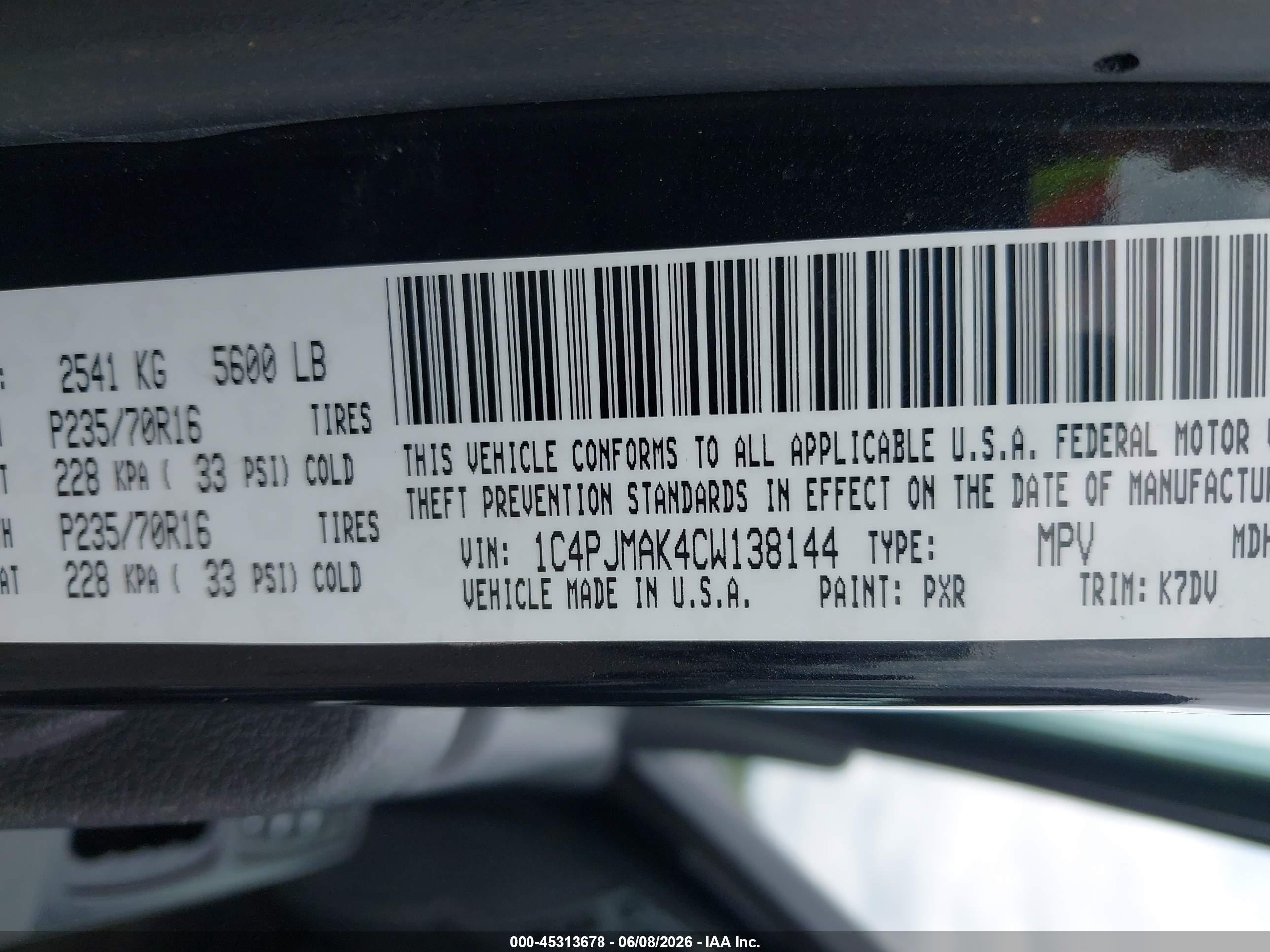 2012 Jeep Liberty Sport Black vin: 1C4PJMAK4CW138144