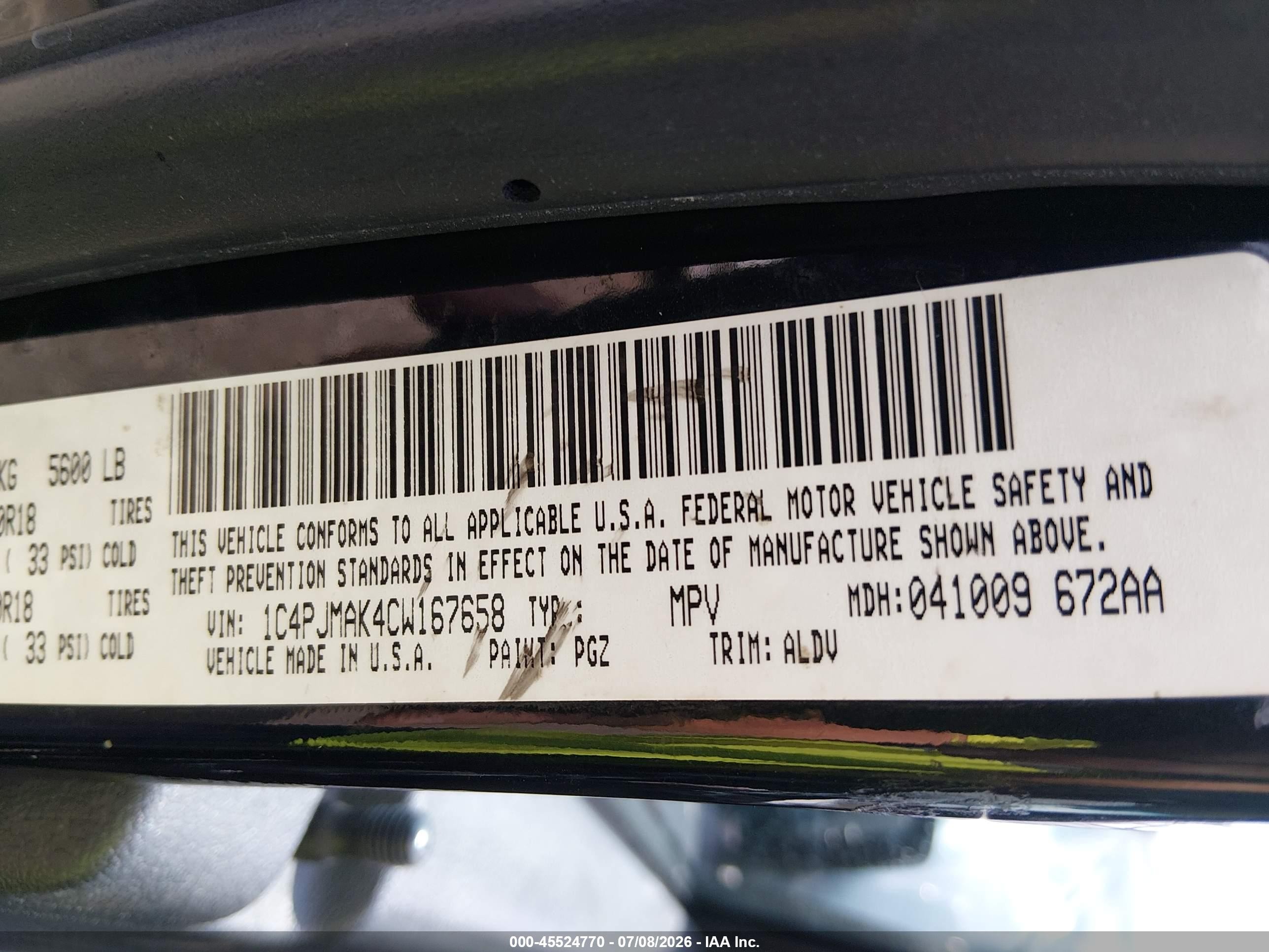 2012 Jeep Liberty Sport Black vin: 1C4PJMAK4CW167658