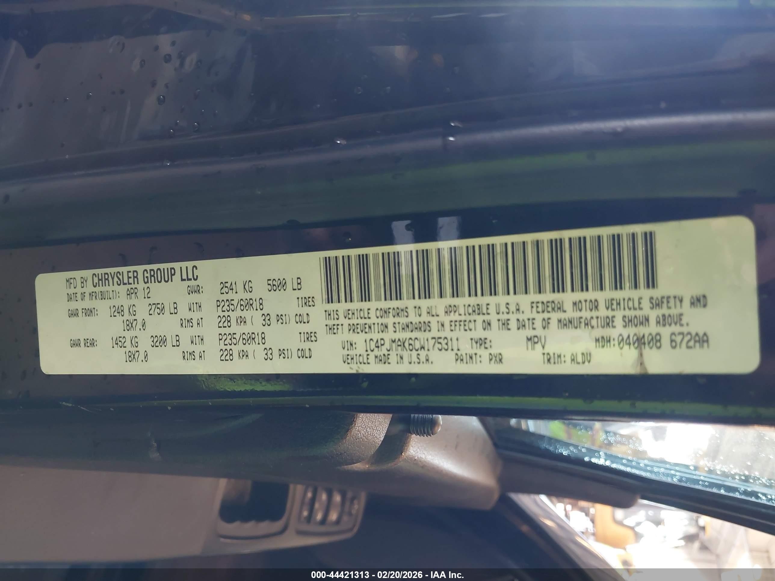 2012 Jeep Liberty Sport Черный vin: 1C4PJMAK6CW175311