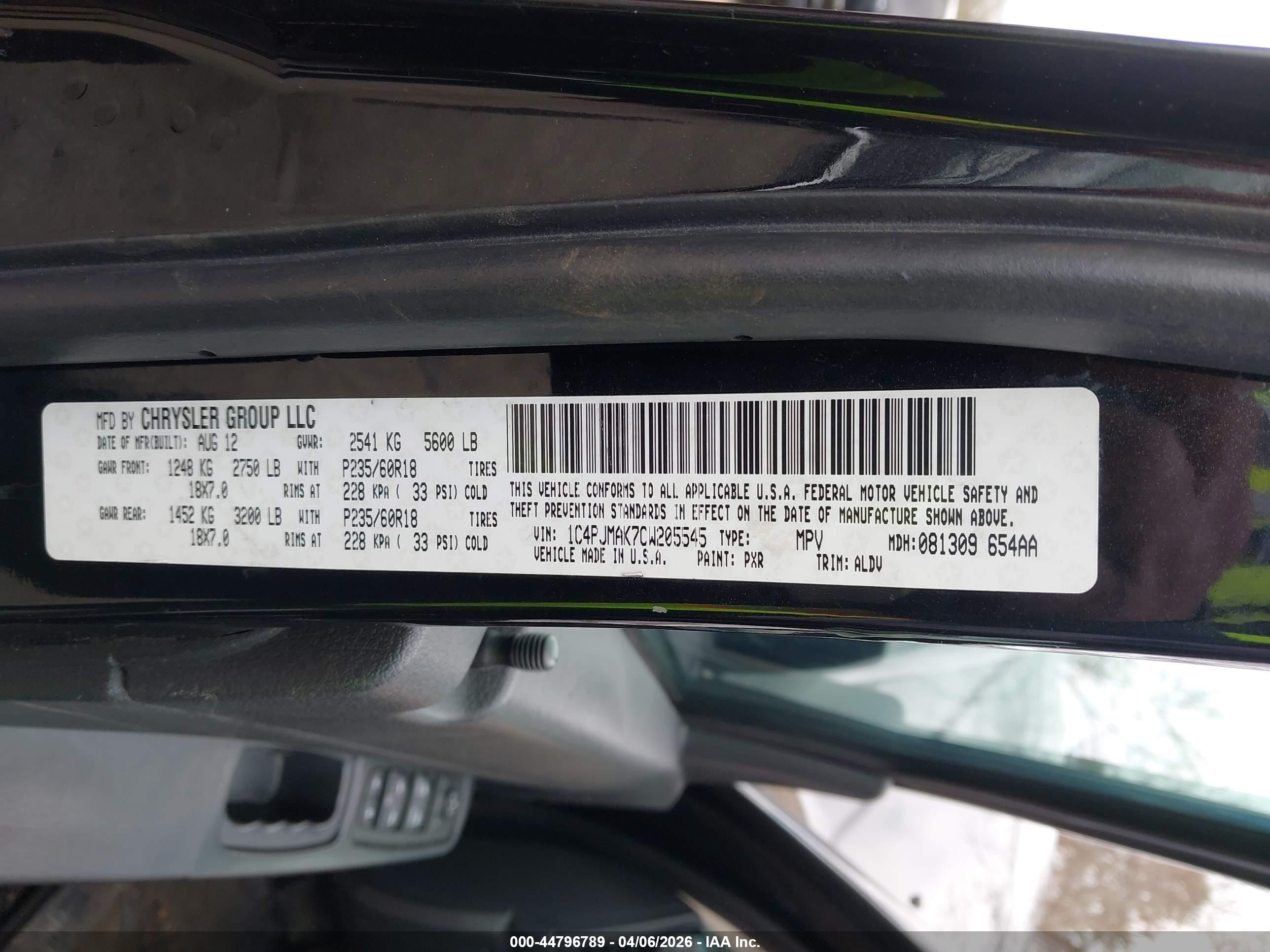 2012 Jeep Liberty Sport Black vin: 1C4PJMAK7CW205545