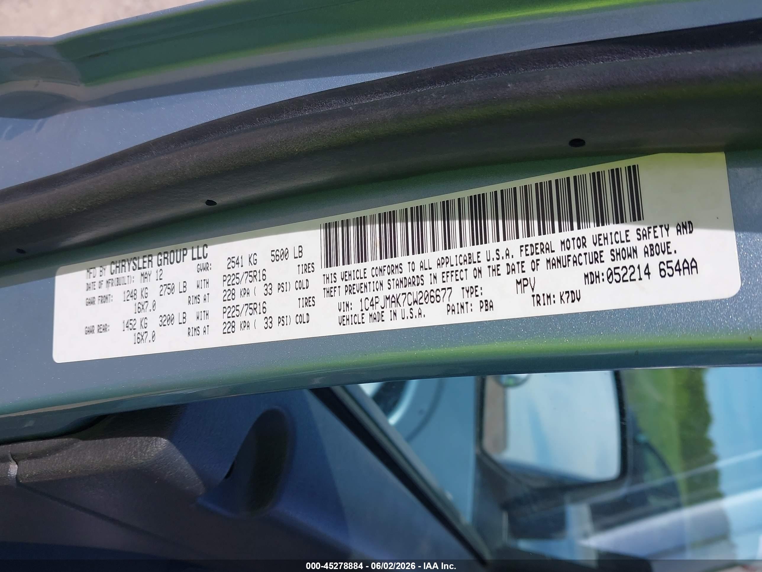 2012 Jeep Liberty Sport Blue vin: 1C4PJMAK7CW206677