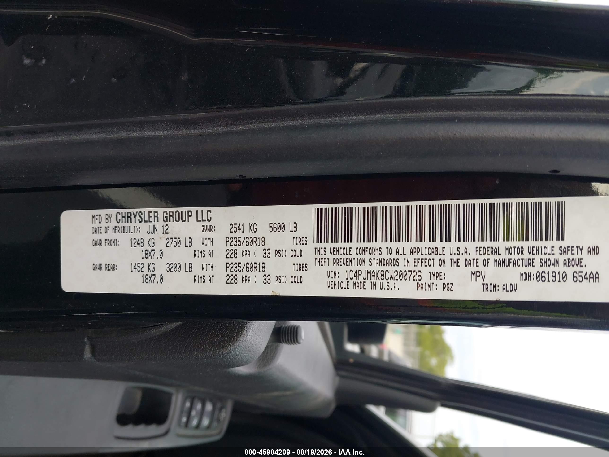 2012 Jeep Liberty Sport Черный vin: 1C4PJMAK8CW200726