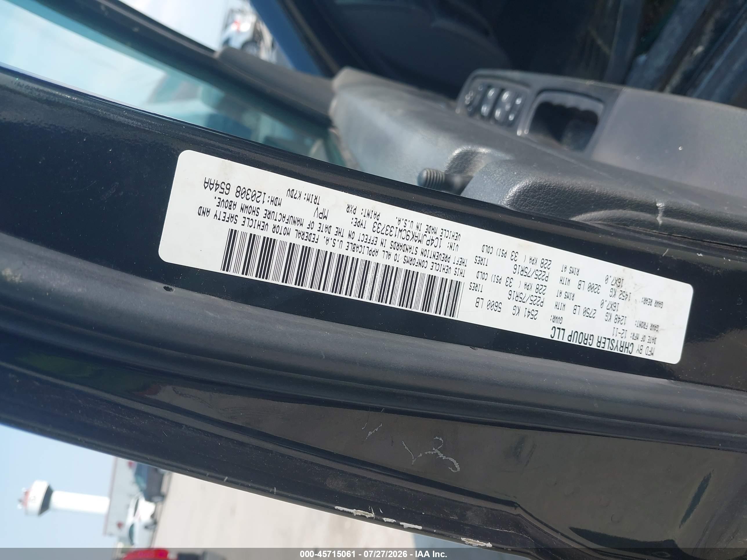 2012 Jeep Liberty Sport Black vin: 1C4PJMAK9CW133733