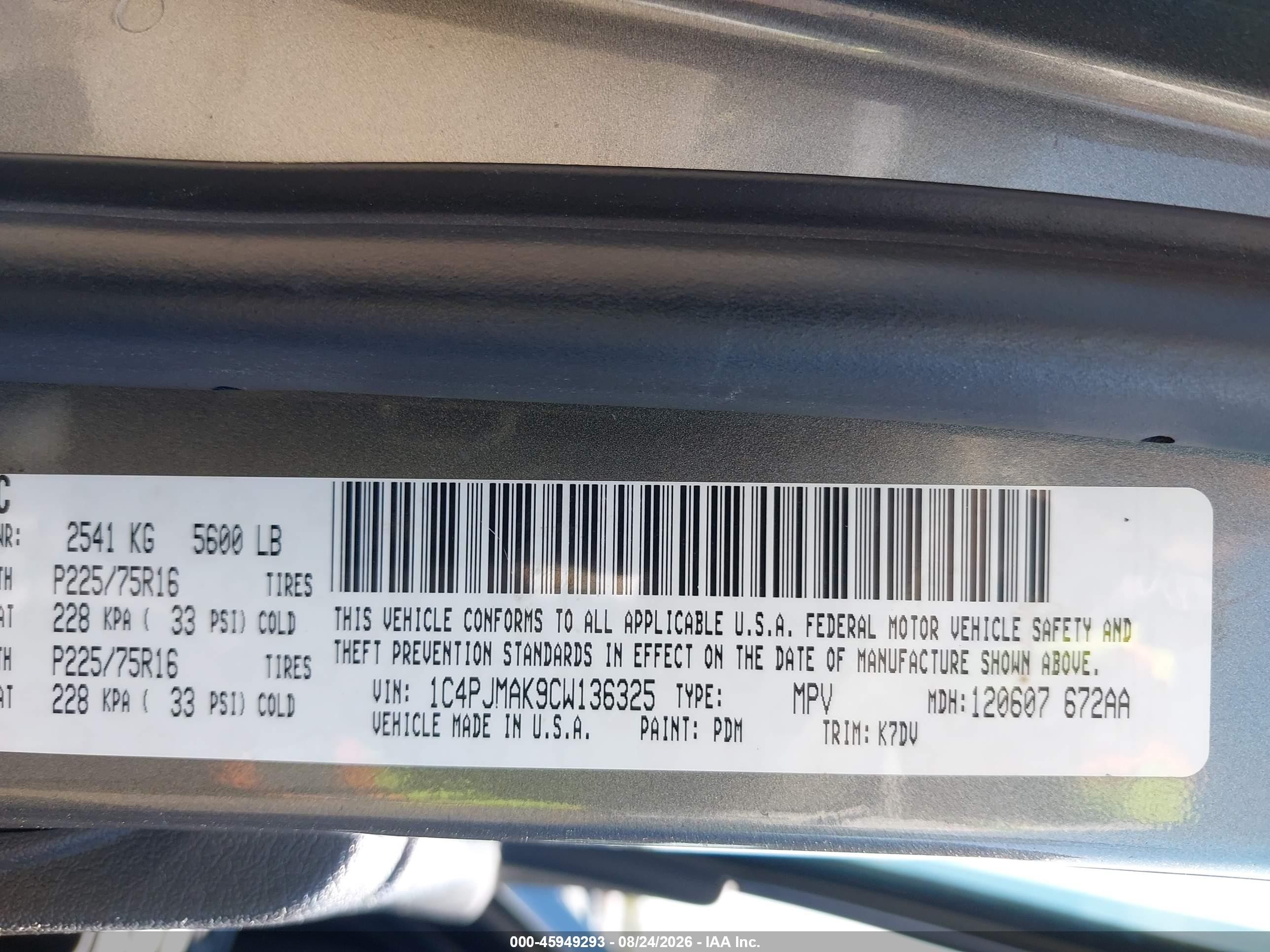 2012 Jeep Liberty Sport Gray vin: 1C4PJMAK9CW136325