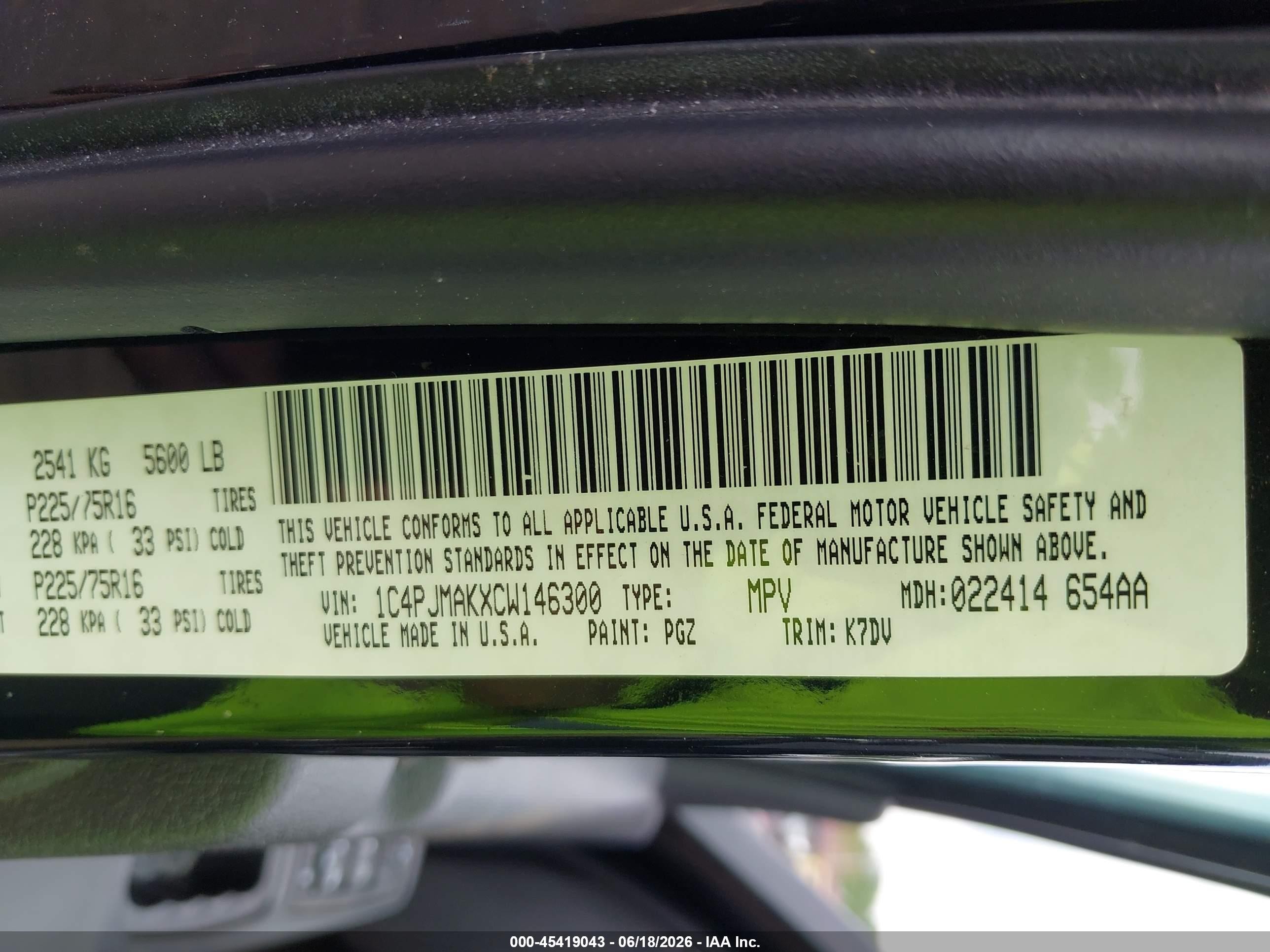 2012 Jeep Liberty Sport Black vin: 1C4PJMAKXCW146300