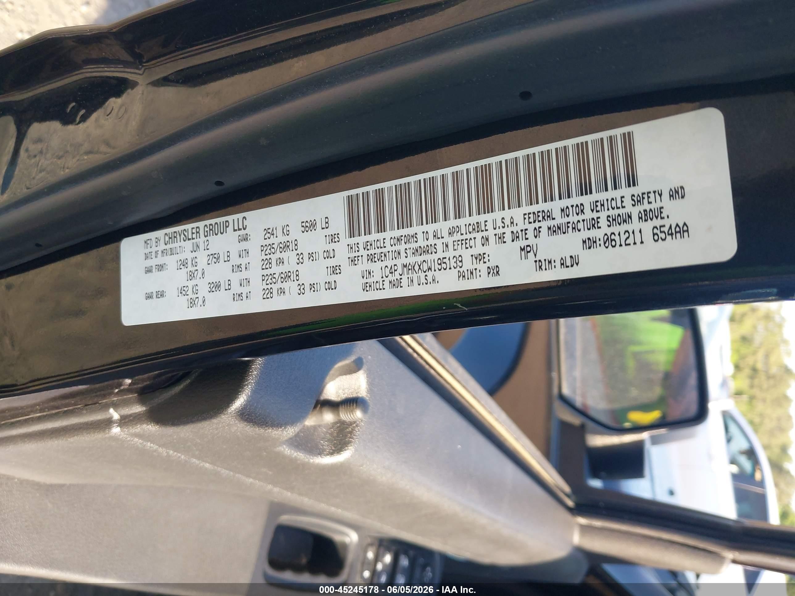 2012 Jeep Liberty Sport Черный vin: 1C4PJMAKXCW195139