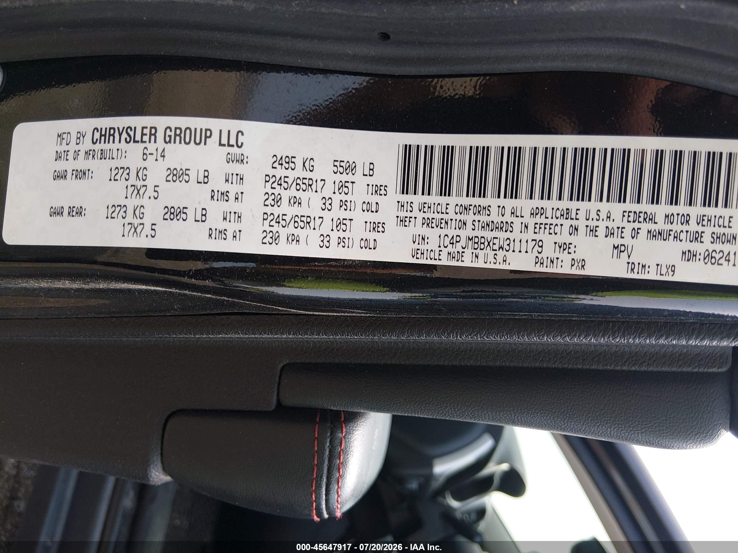2014 Jeep Cherokee Trailhawk Черный vin: 1C4PJMBBXEW311179
