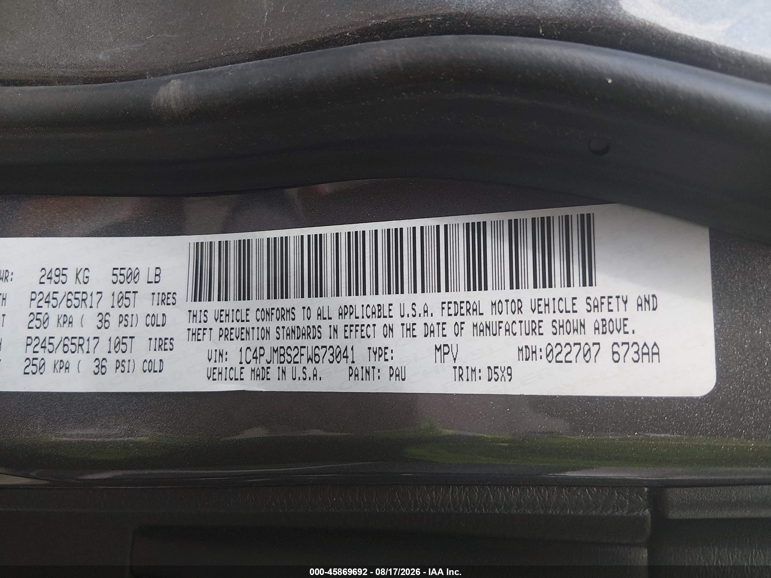 2015 Jeep Cherokee Trailhawk Серый vin: 1C4PJMBS2FW673041