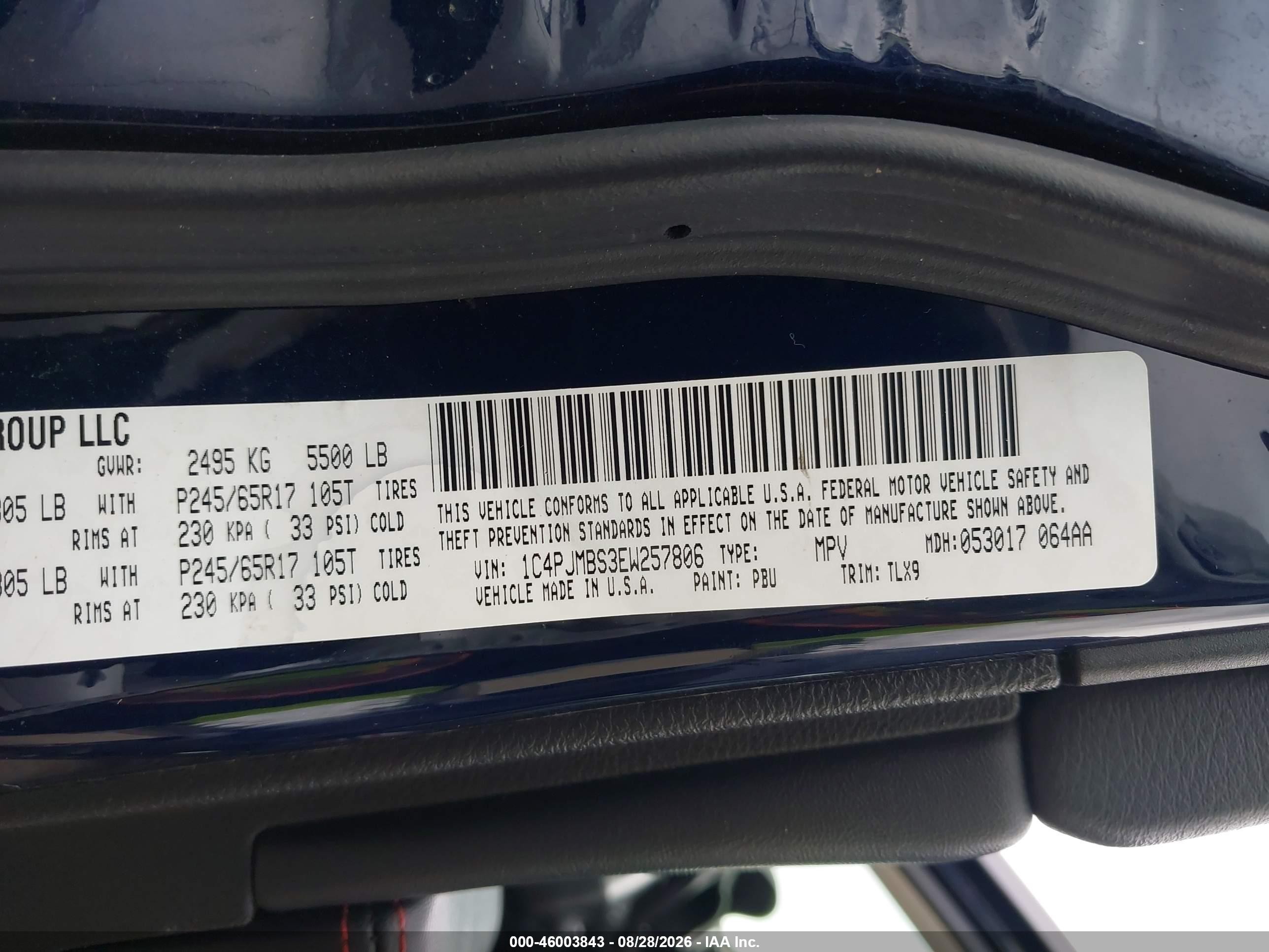 2014 Jeep Cherokee Trailhawk Dark Blue vin: 1C4PJMBS3EW257806