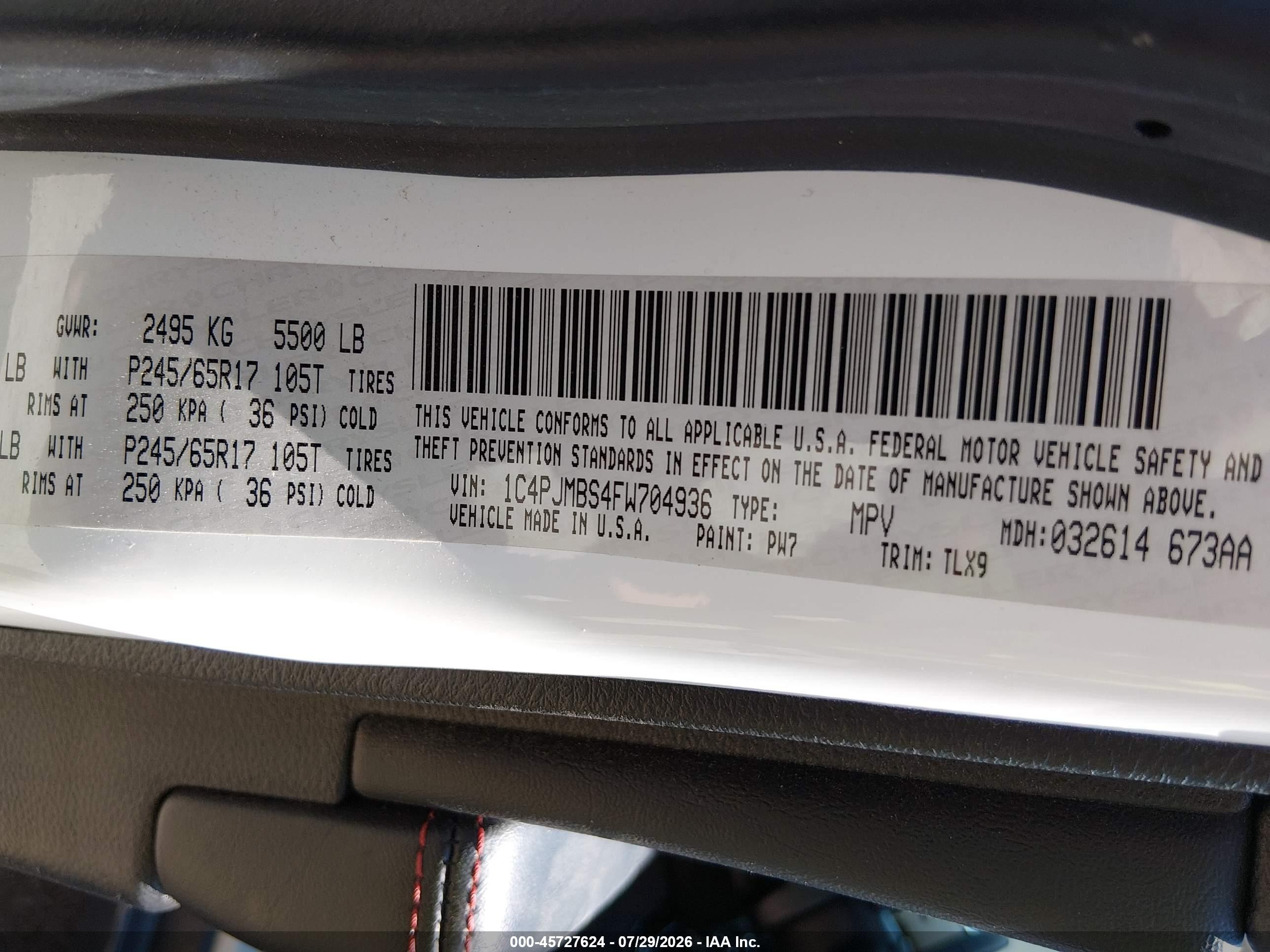 2015 Jeep Cherokee Trailhawk White vin: 1C4PJMBS4FW704936