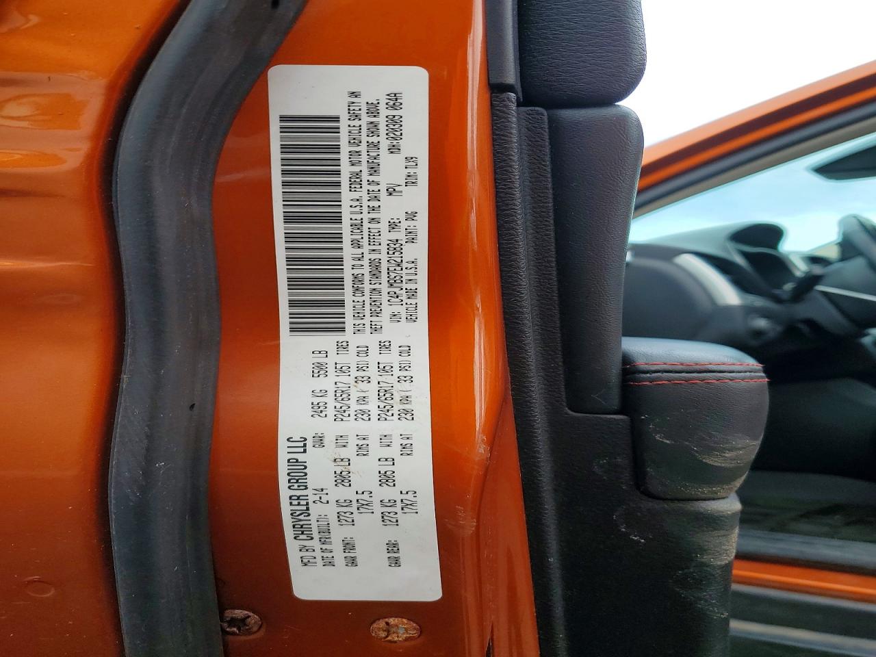 2014 Jeep Cherokee Оранжевый vin: 1C4PJMBS7EW215834