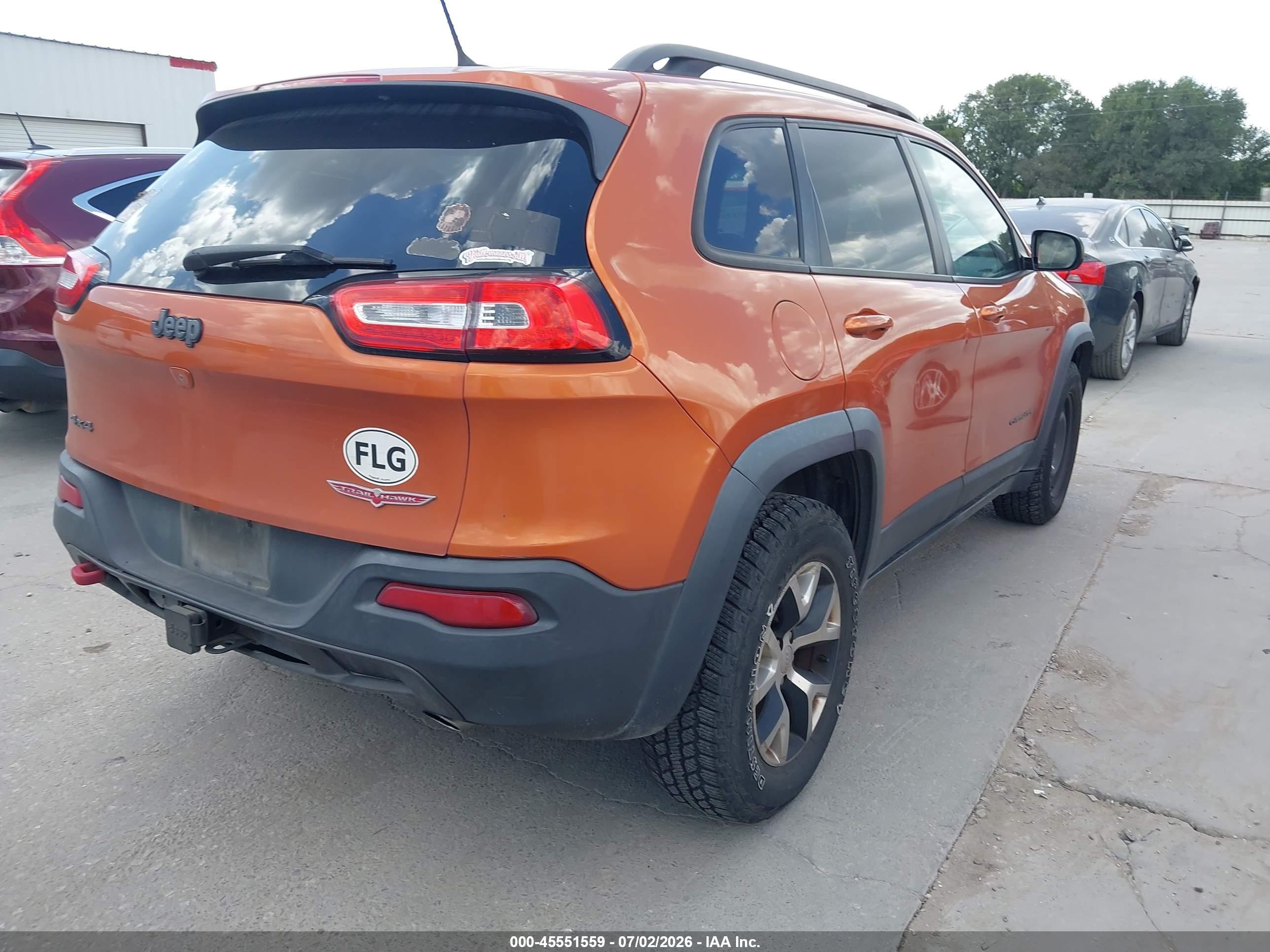 2014 Jeep Cherokee Trailhawk Orange vin: 1C4PJMBS8EW257963