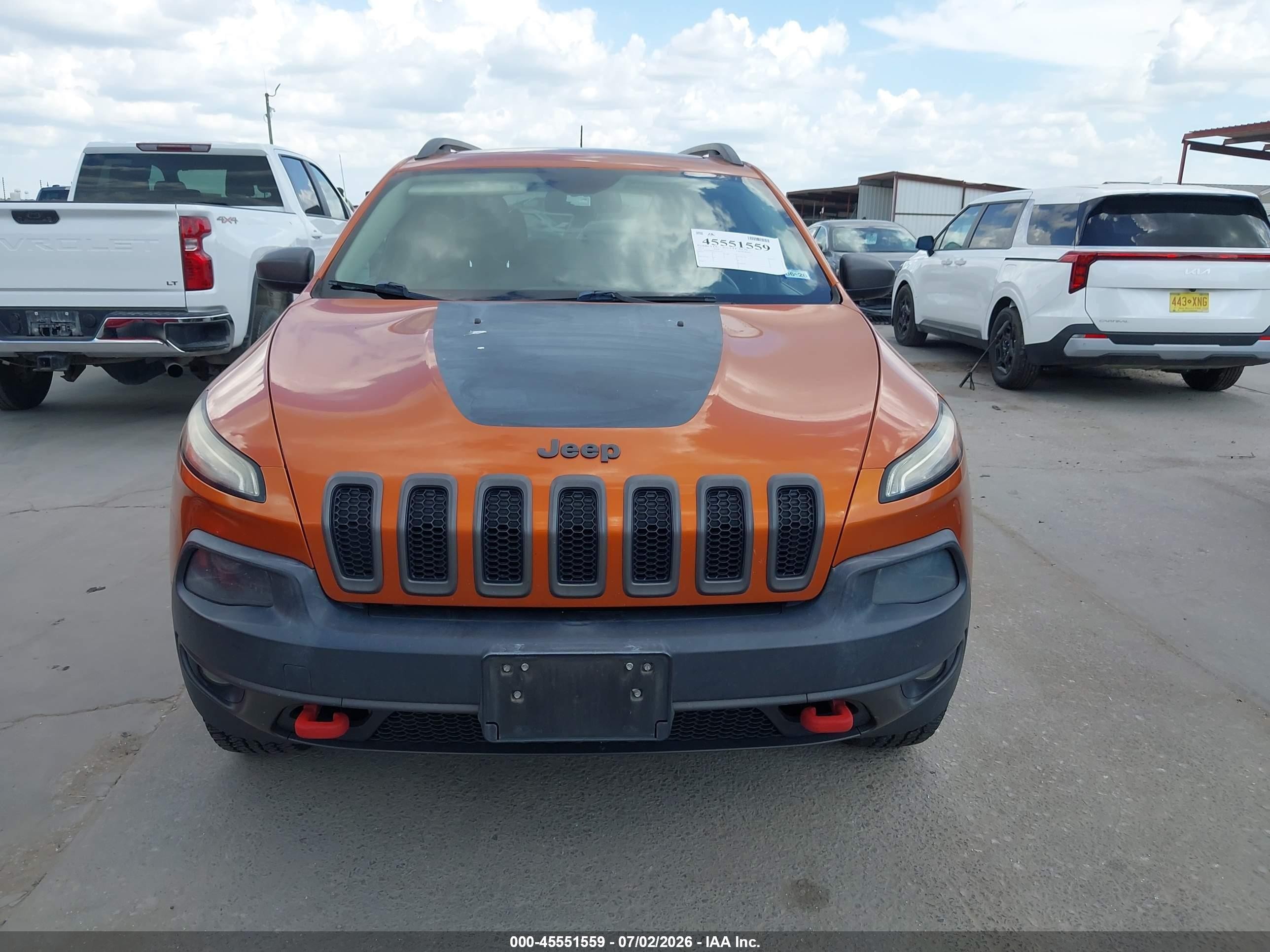 2014 Jeep Cherokee Trailhawk Orange vin: 1C4PJMBS8EW257963