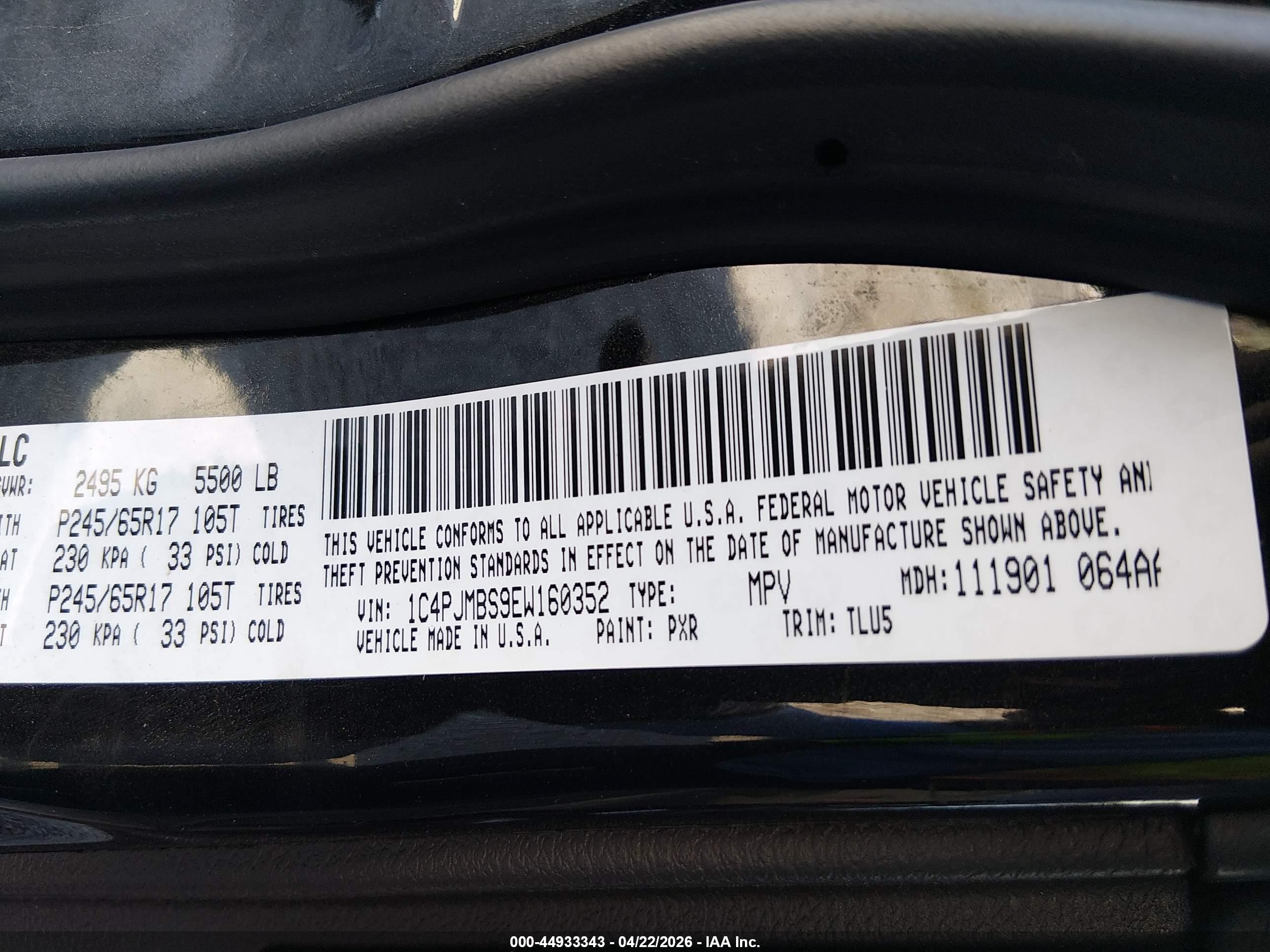 2014 Jeep Cherokee Trailhawk Black vin: 1C4PJMBS9EW160352