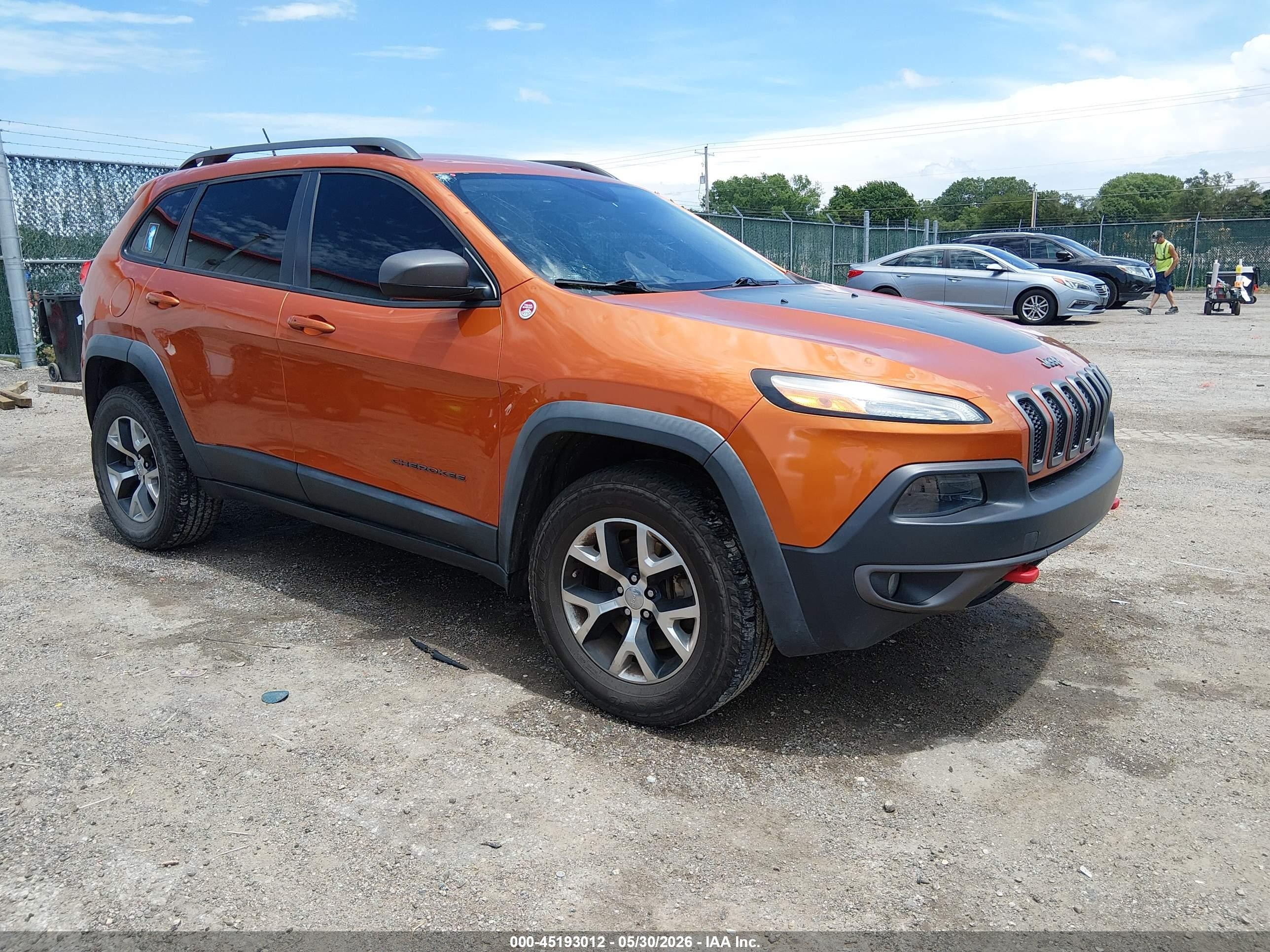 2014 Jeep Cherokee Trailhawk Orange vin: 1C4PJMBSXEW251646