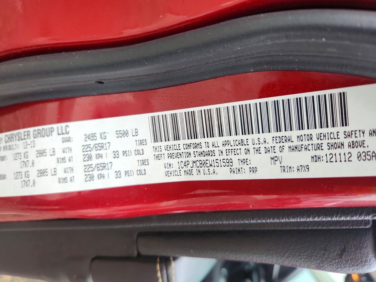 2014 Jeep Cherokee Latitude Бордовый vin: 1C4PJMCB0EW151599