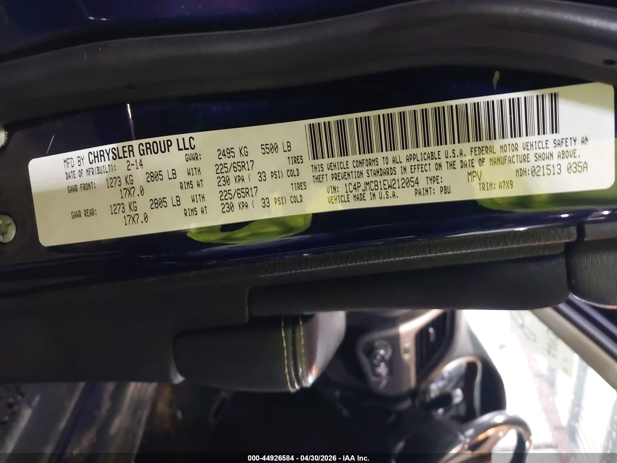 2014 Jeep Cherokee Latitude Blue vin: 1C4PJMCB1EW212054
